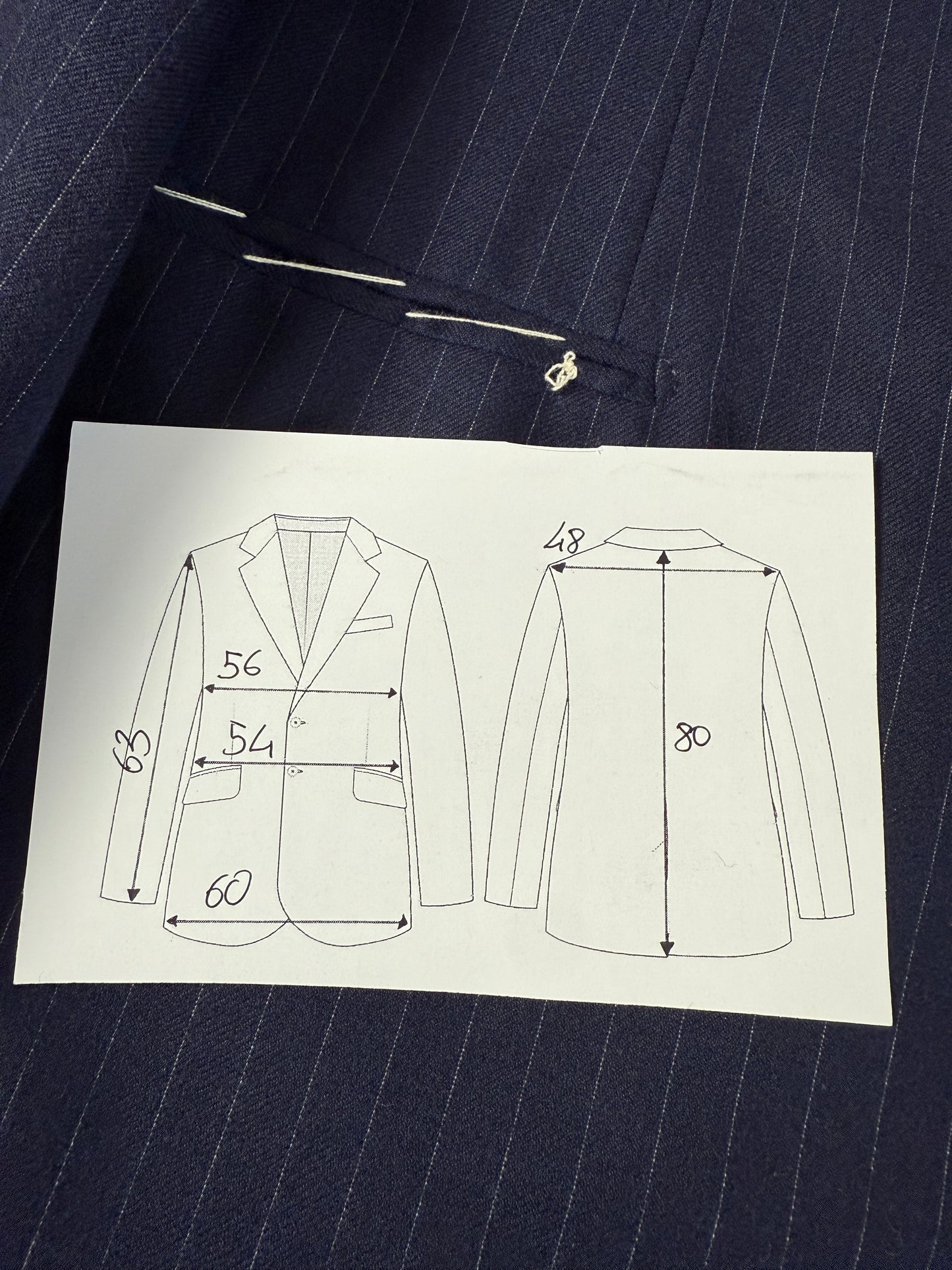 Giacca sartoriale anni ‘70 in flanella blu gessata (nuova) - tg. 50