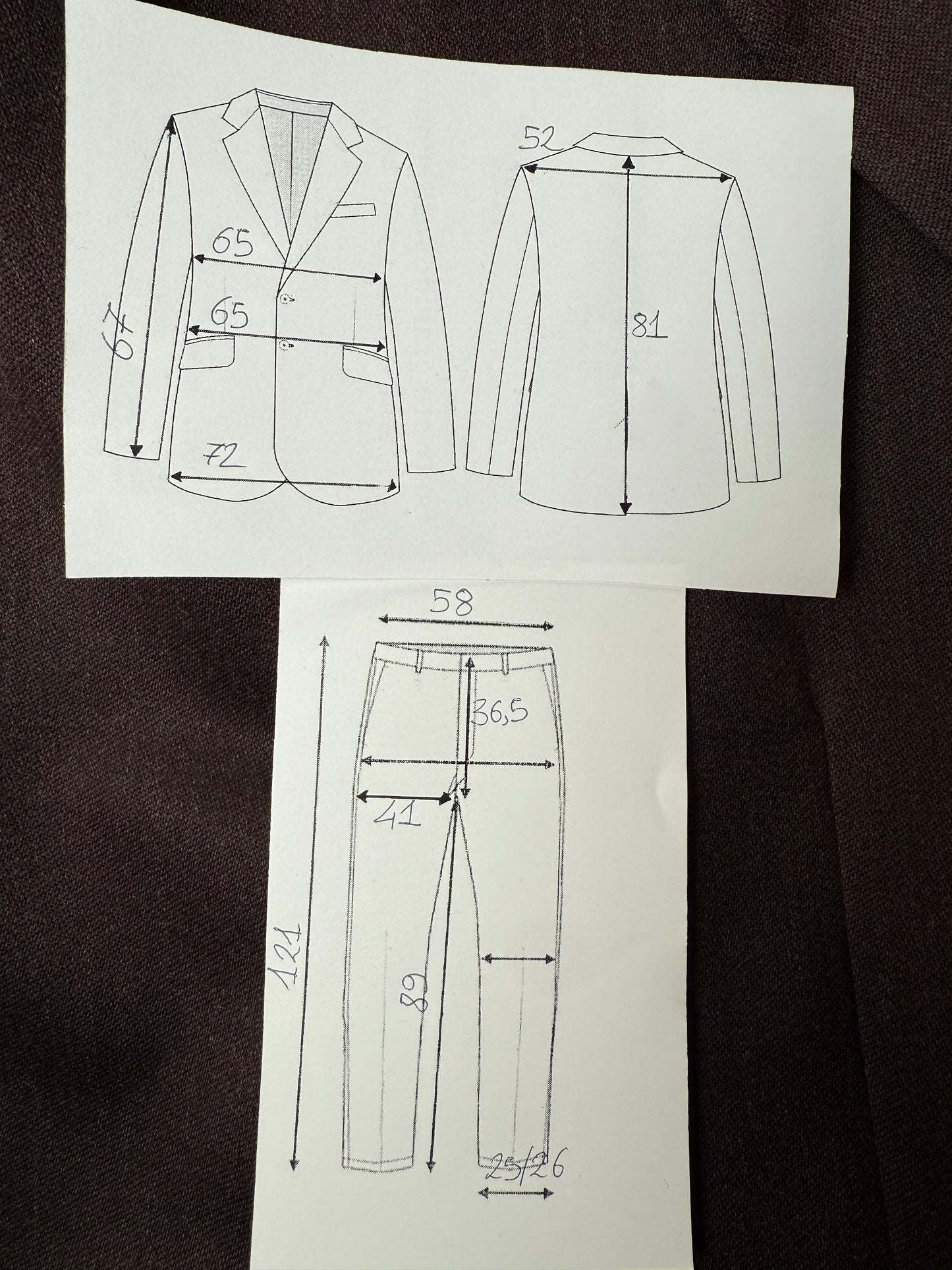 Completo anni ‘90 in flanella marrone (NOS) - tg. 58/60 drop basso