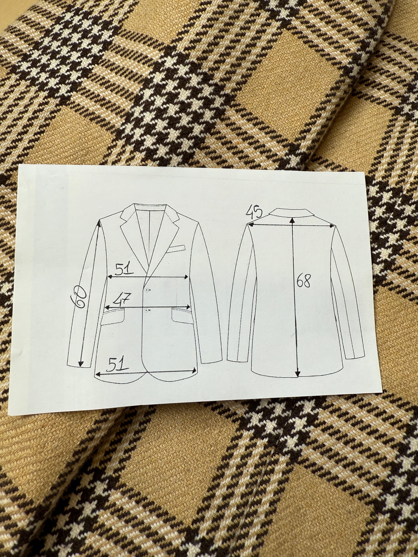 Giacca anni ‘70 beige a quadri - tg. 44/46