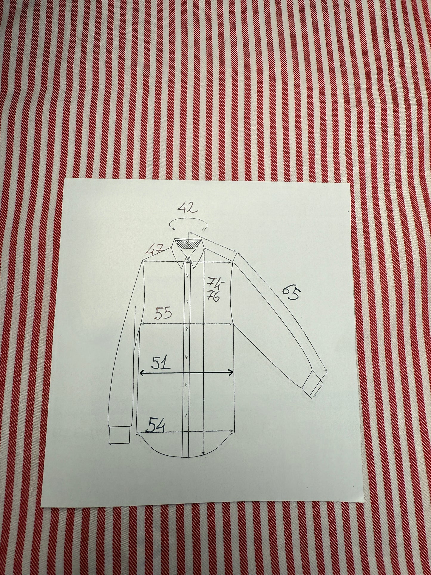 Camicia anni ‘70 rossa a righe - M collo 42