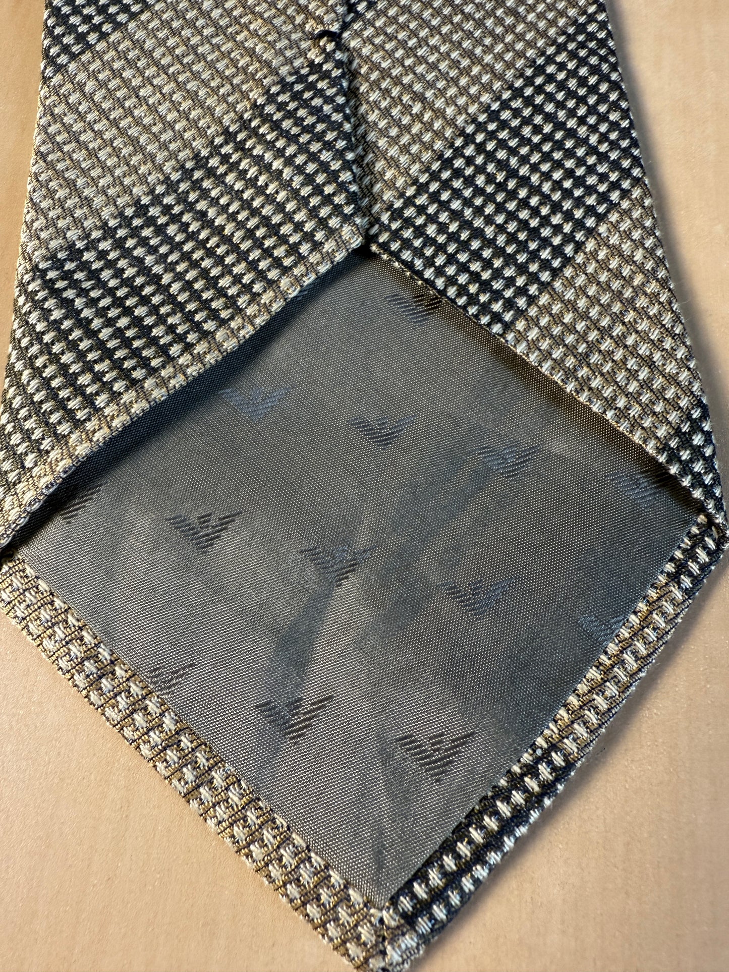 Cravatta Emporio Armani vintage in seta piquet regimental