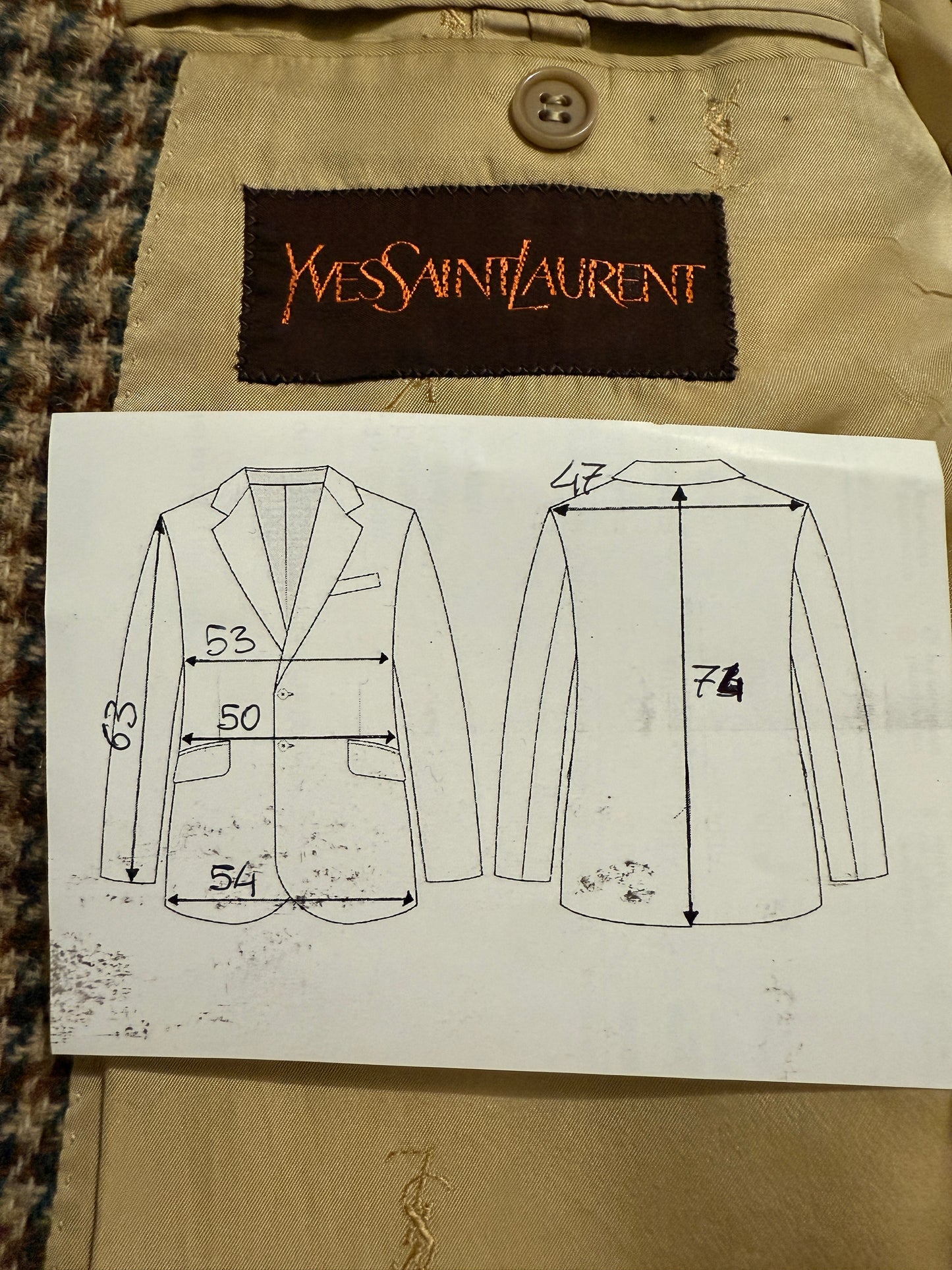 Giacca Yves Saint Laurent anni ‘70 in tweed pied-de-poule - tg. 48