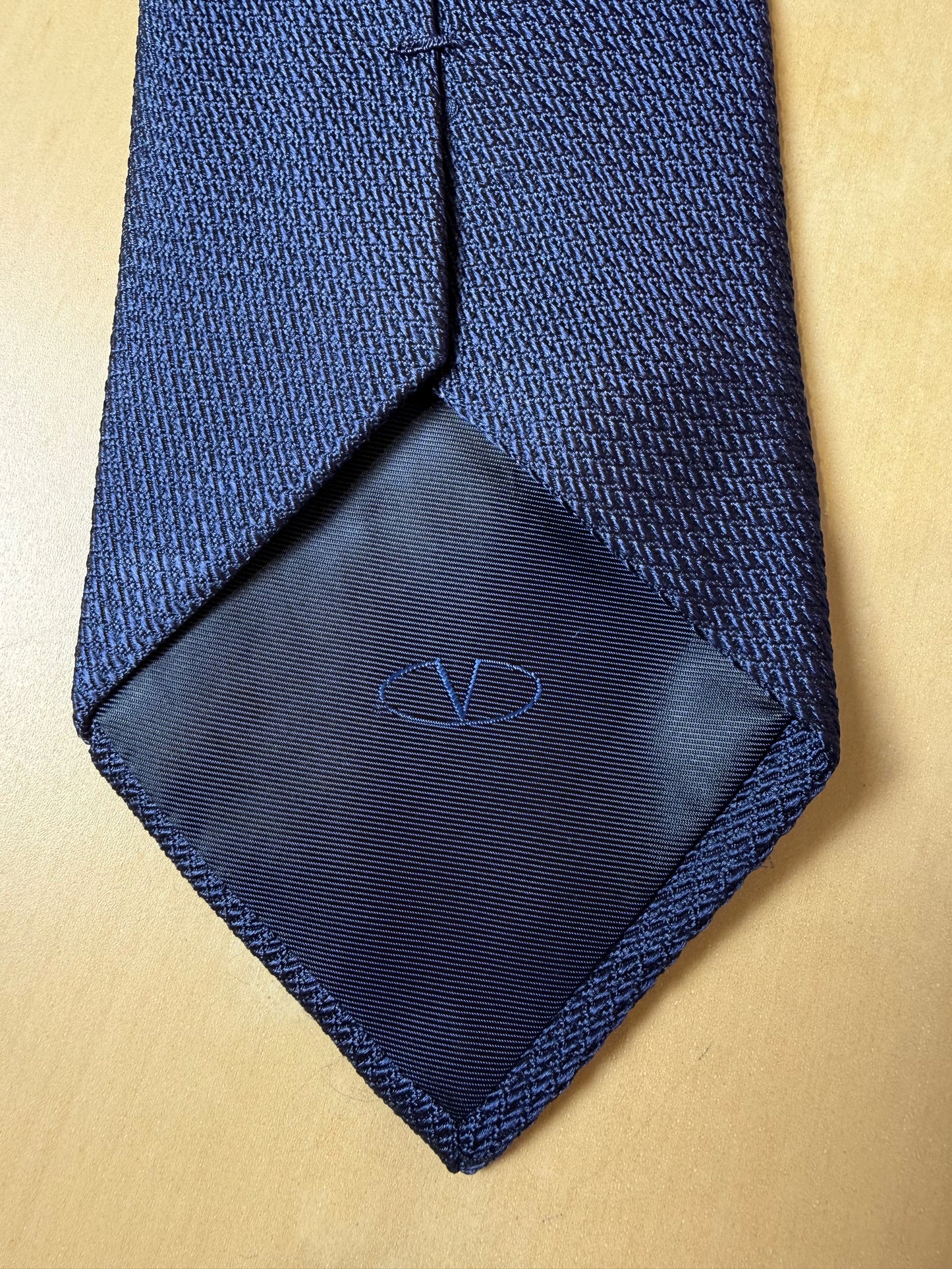 Cravatta Valentino grenadine blu tinta unita