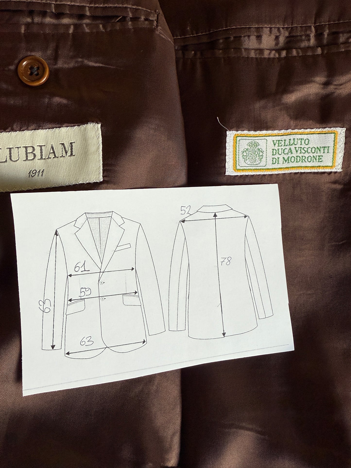 Giacca + panciotto anni '90 in velluto a coste marrone - tg. 56