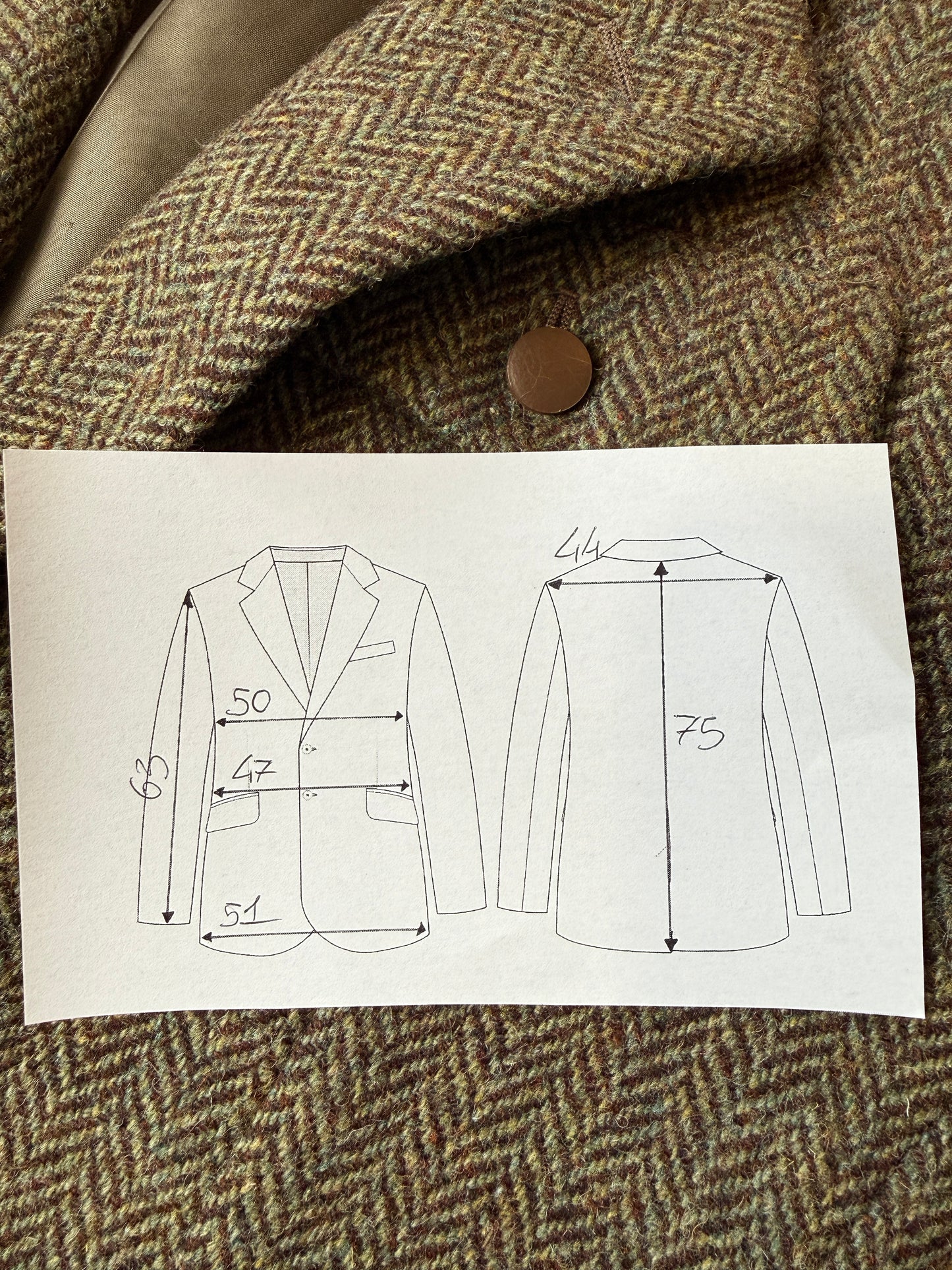 Giacca sportiva in tweed anni ‘70 stile hunting - tg. 44