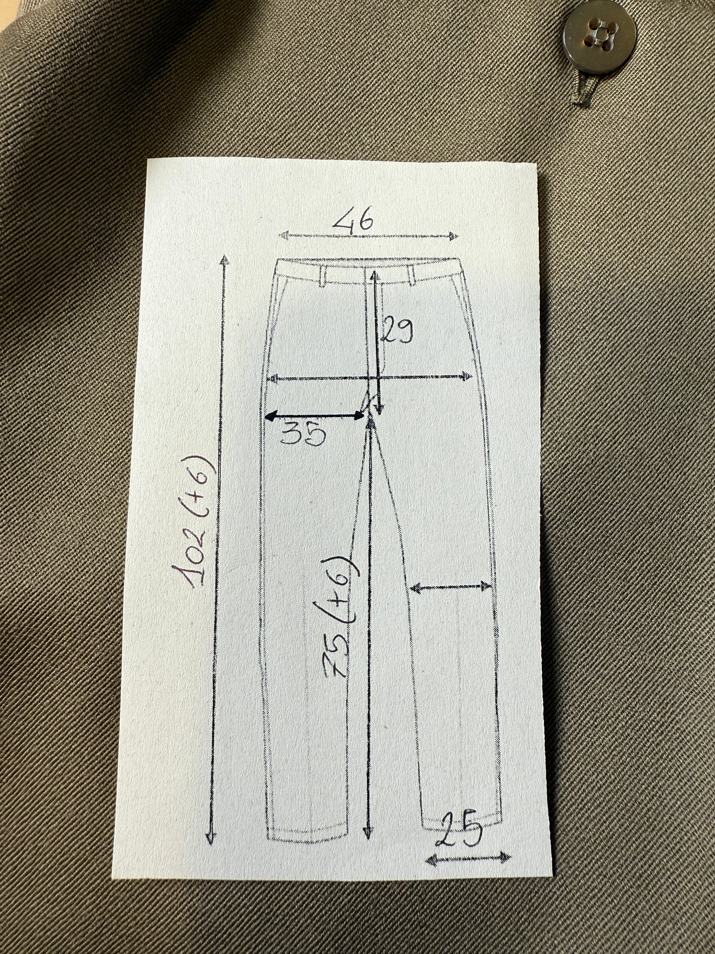 Pantaloni anni ‘70 lana pettinata cachi (NOS) - tg. 50/52