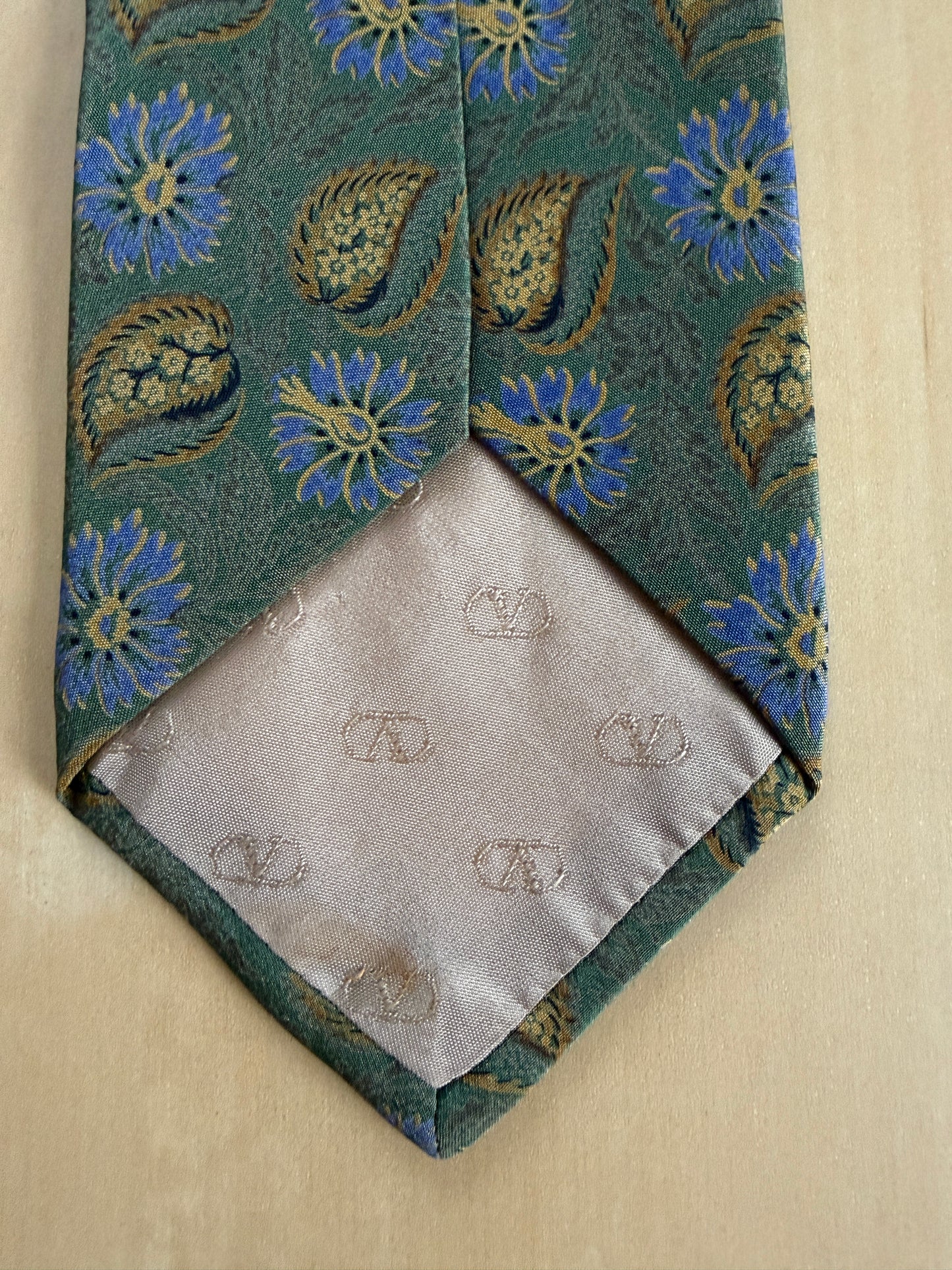 Cravatta Valentino crêpe verde fantasia floreale