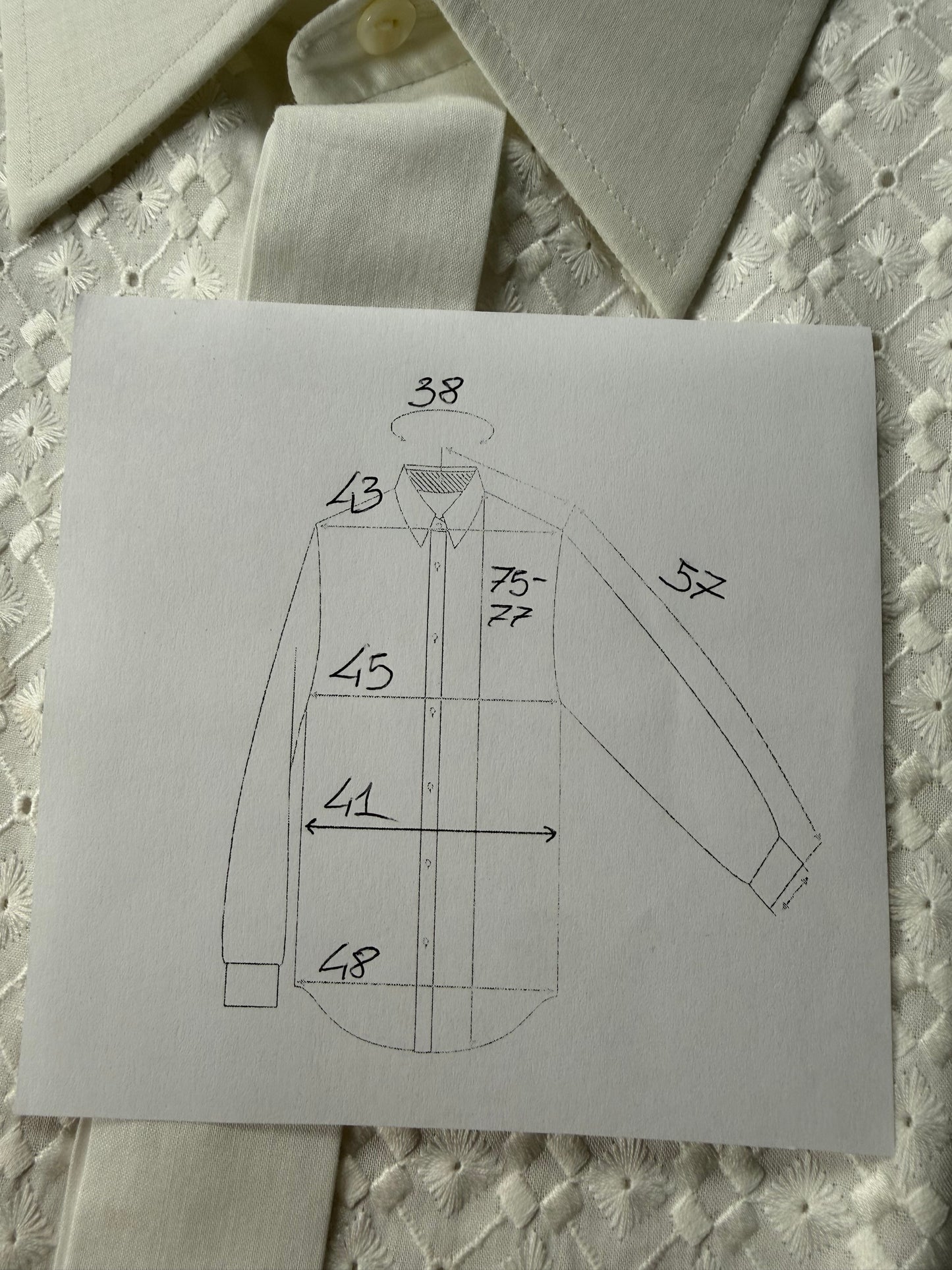 Camicia da sera anni ‘70 con ricamo - XXS, collo 38
