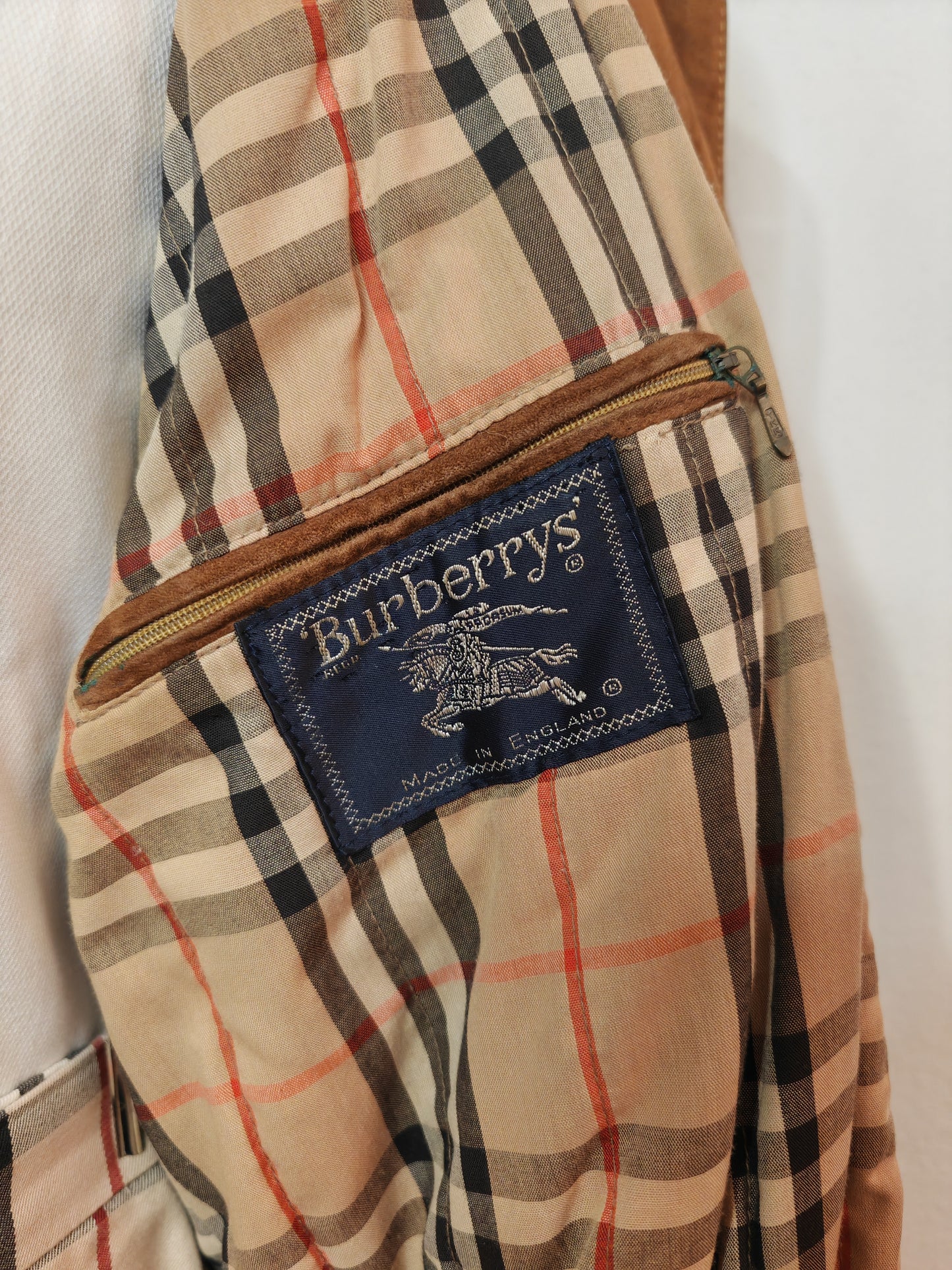 Burberrys, vintage leather suede bomber jacket - size L