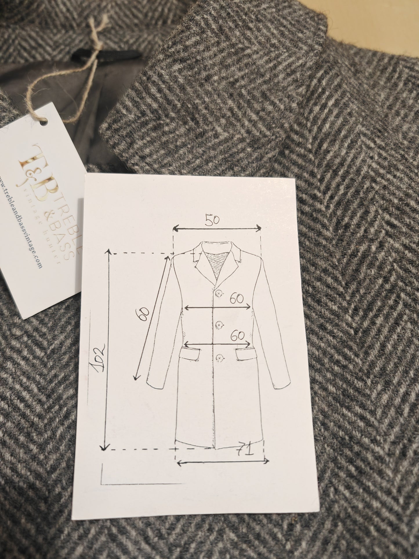 Cappotto in tweed grigio spigato anni '80 - tg. 50/52