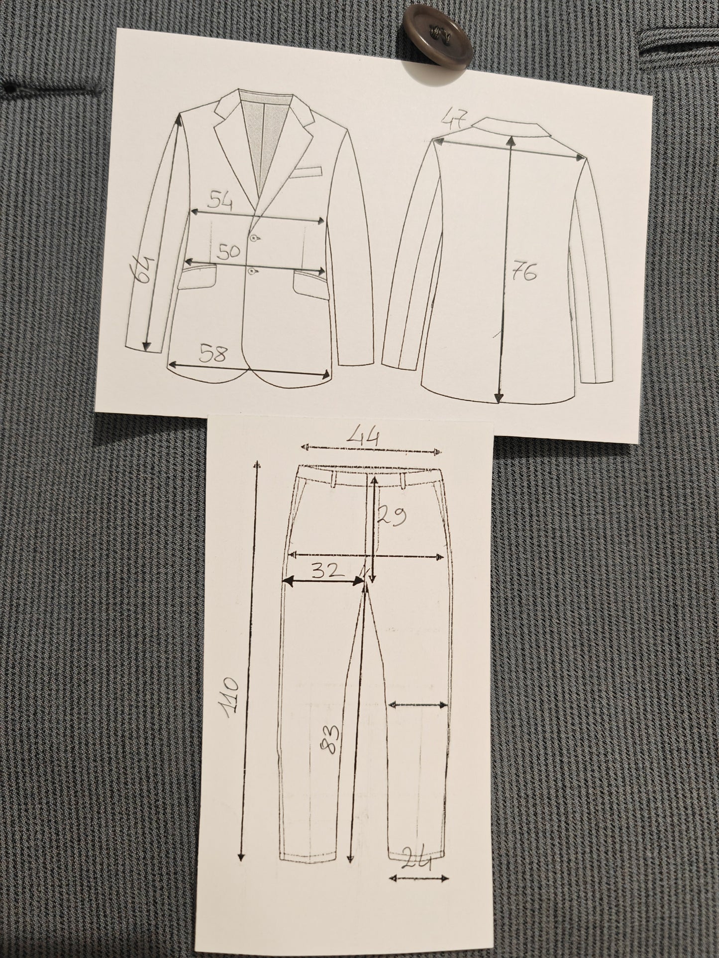 Completo doppiopetto anni '70 azzurro carta da zucchero - tg. 50