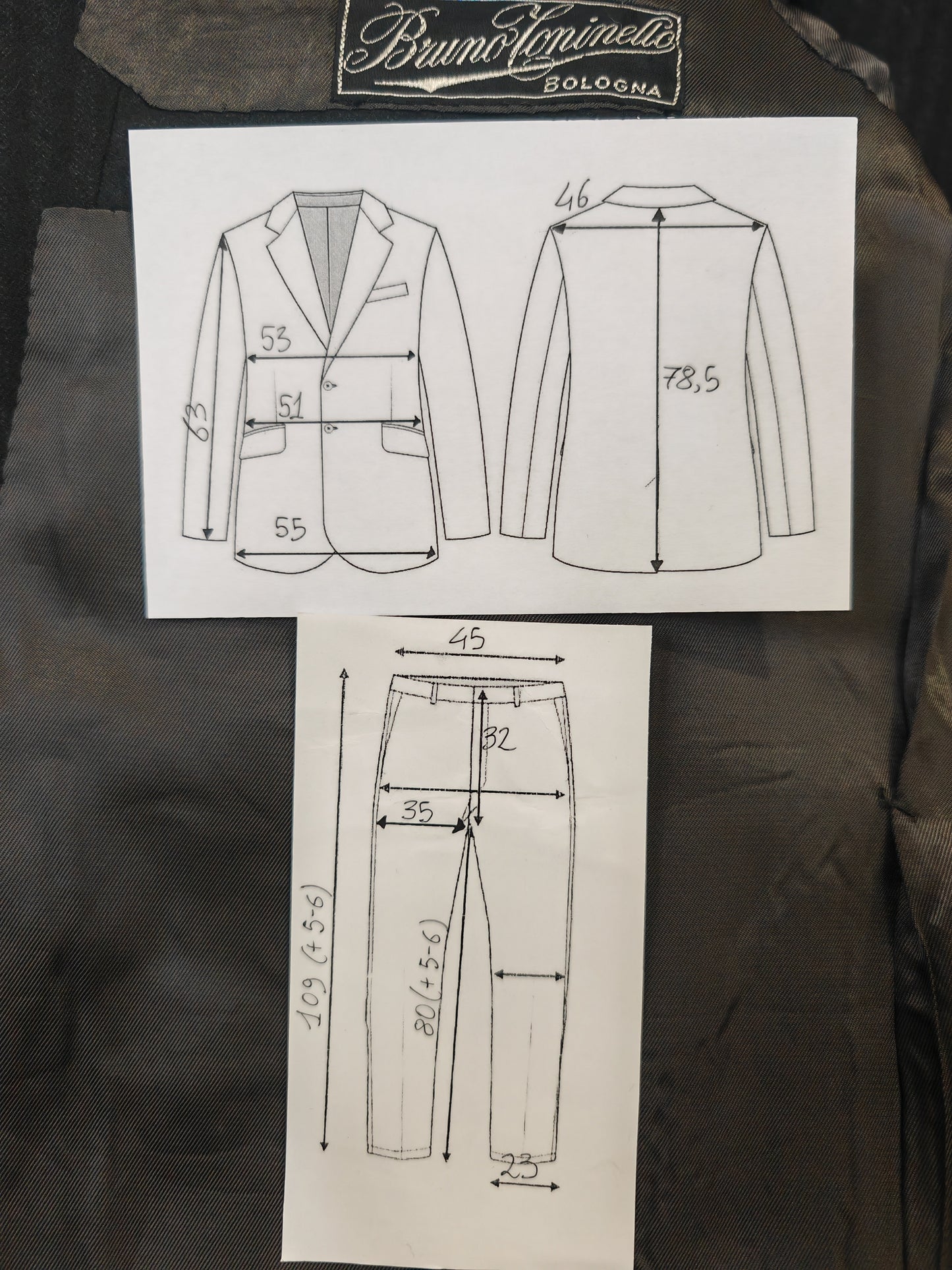 Completo 3 pezzi sartoriale anni '60 nero gessato - tg. 48/50