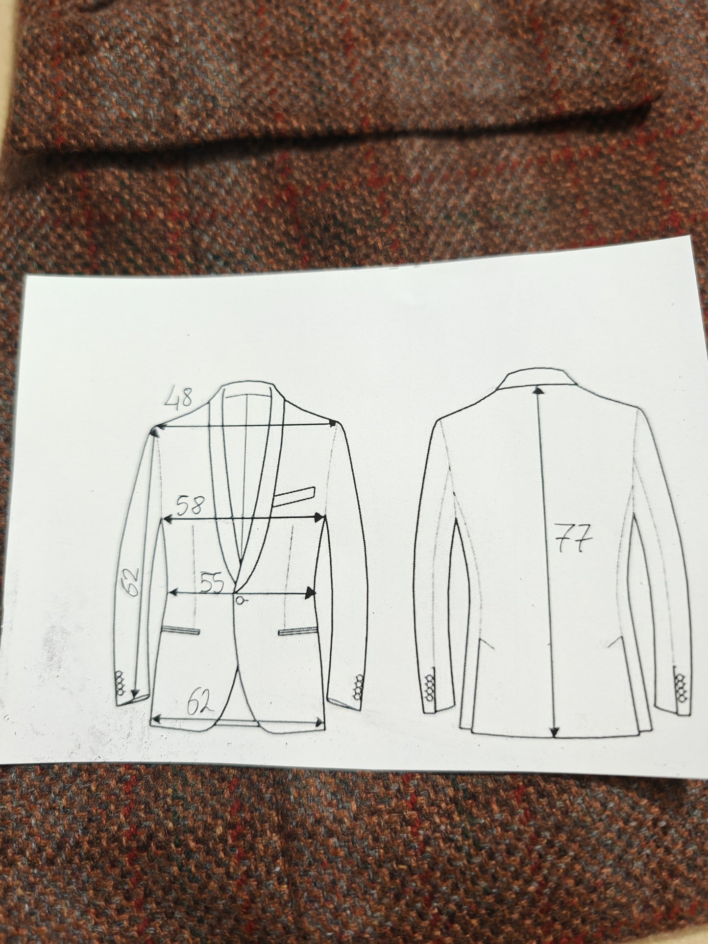 Giacca sartoriale in panno di cashmere a quadri - tg. 52/54