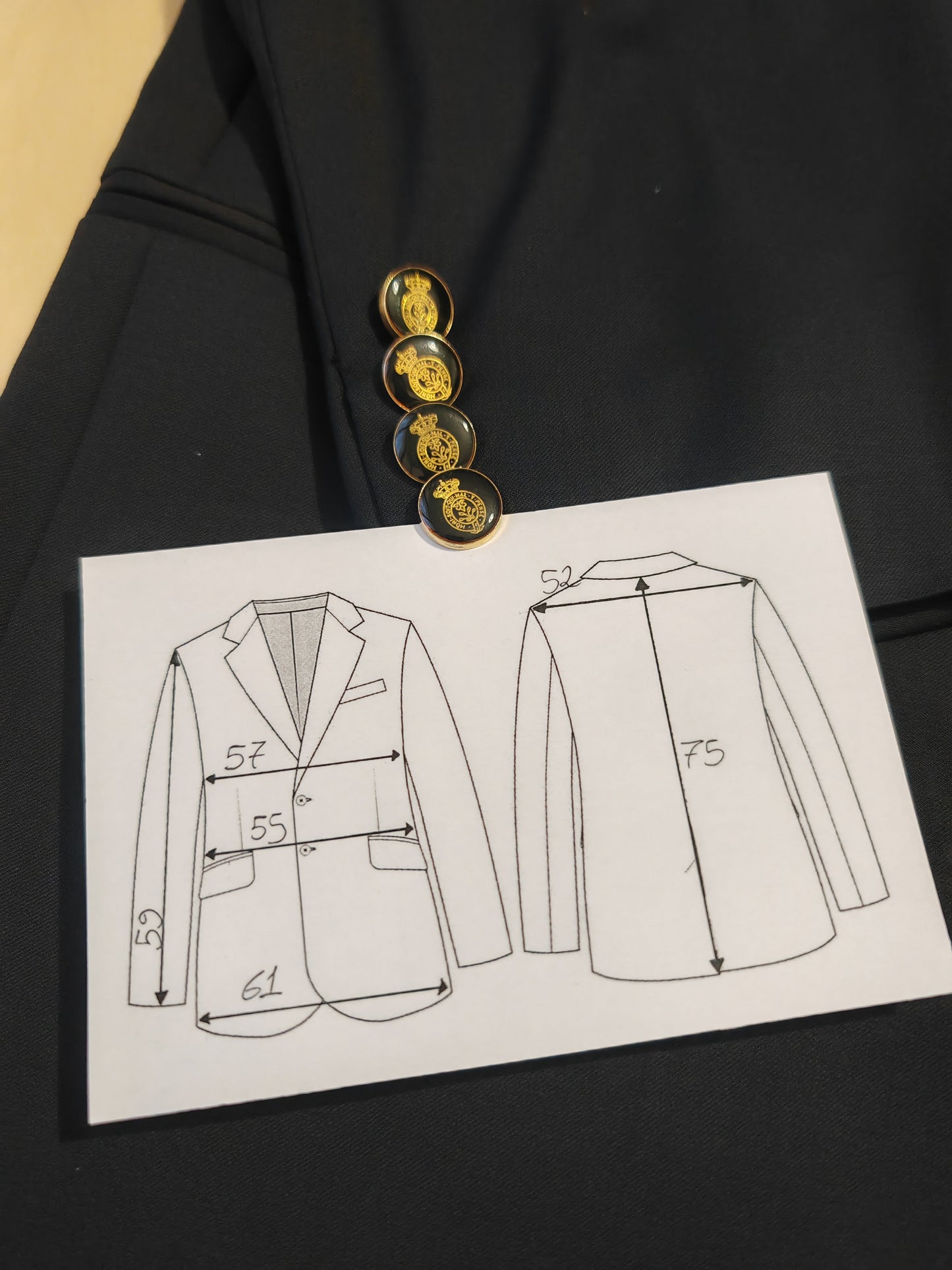 Blazer navy anni '80 con bottoni a stemma Order of the Garter - tg. 52/54