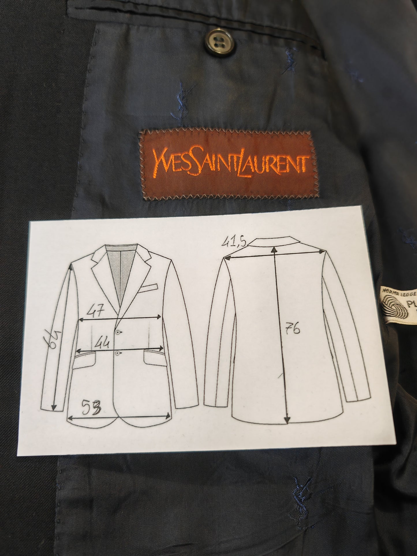 Blazer blu Yves Saint Laurent anni '70 - tg. 44