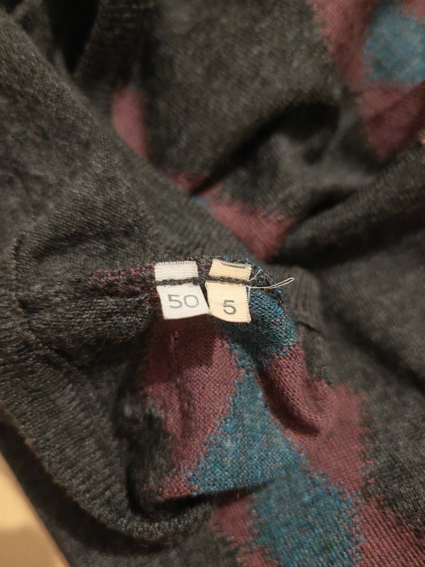 Gilet in lana merino grigio a rombi - M/L