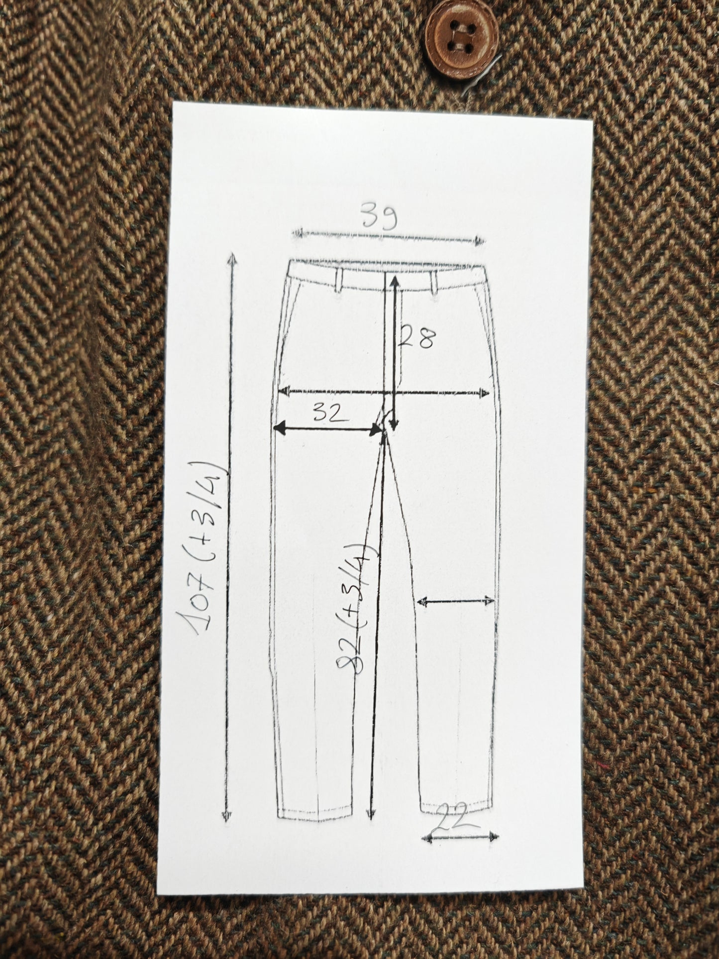 Pantalone in tweed spigato marrone - tg. 44/46