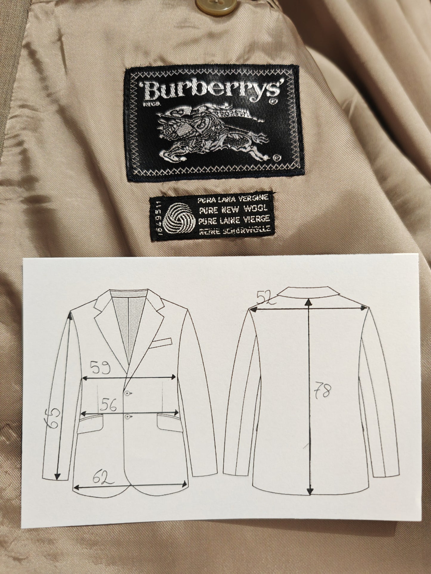 Giacca Burberrys anni '80 in fresco lana color salvia - tg. 54