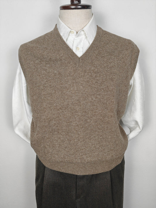 Gilet in pura lana merino color tabacco - XL