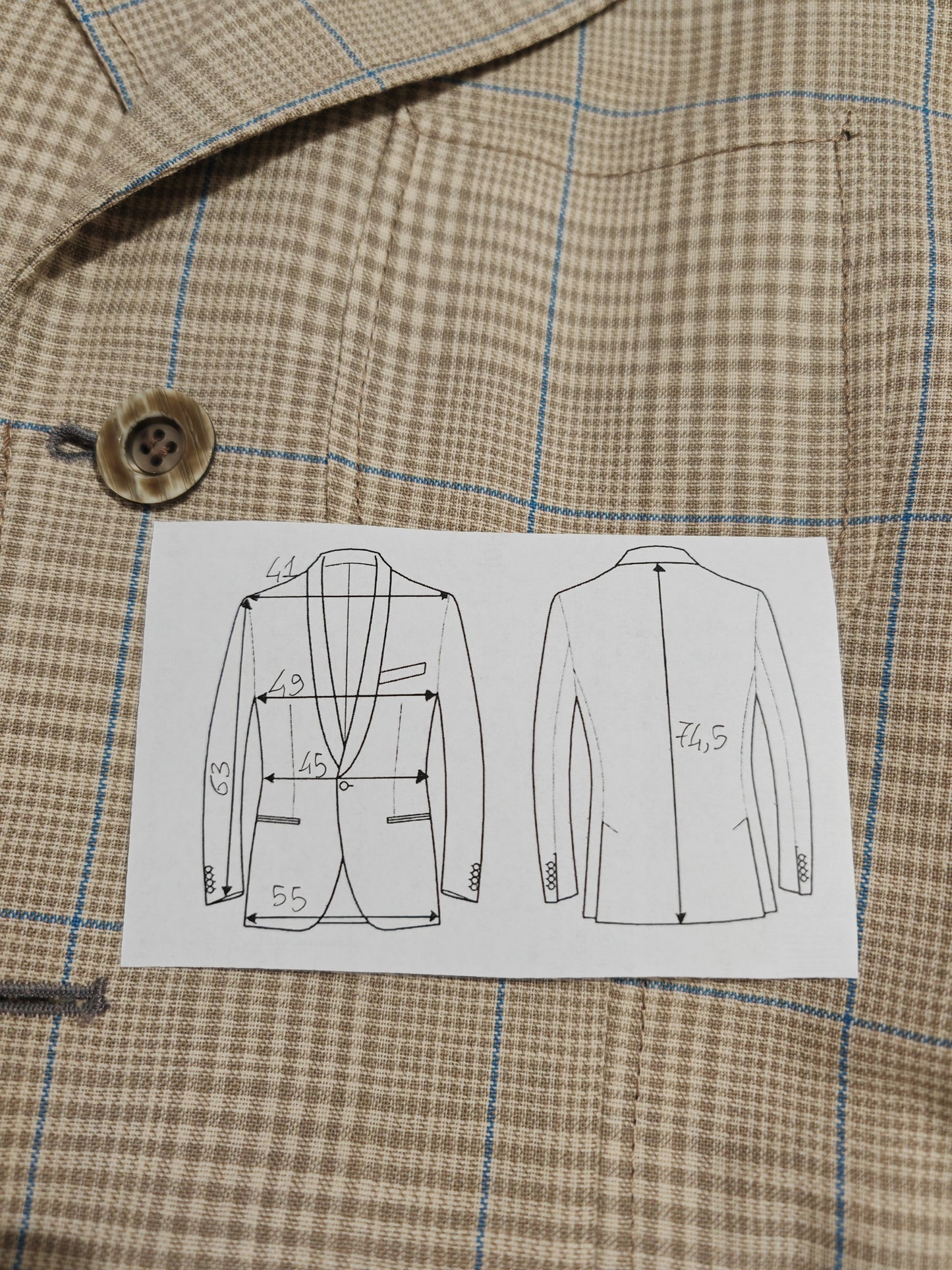 Giacca anni '70 glen check ecru in tela di lana - tg. 44