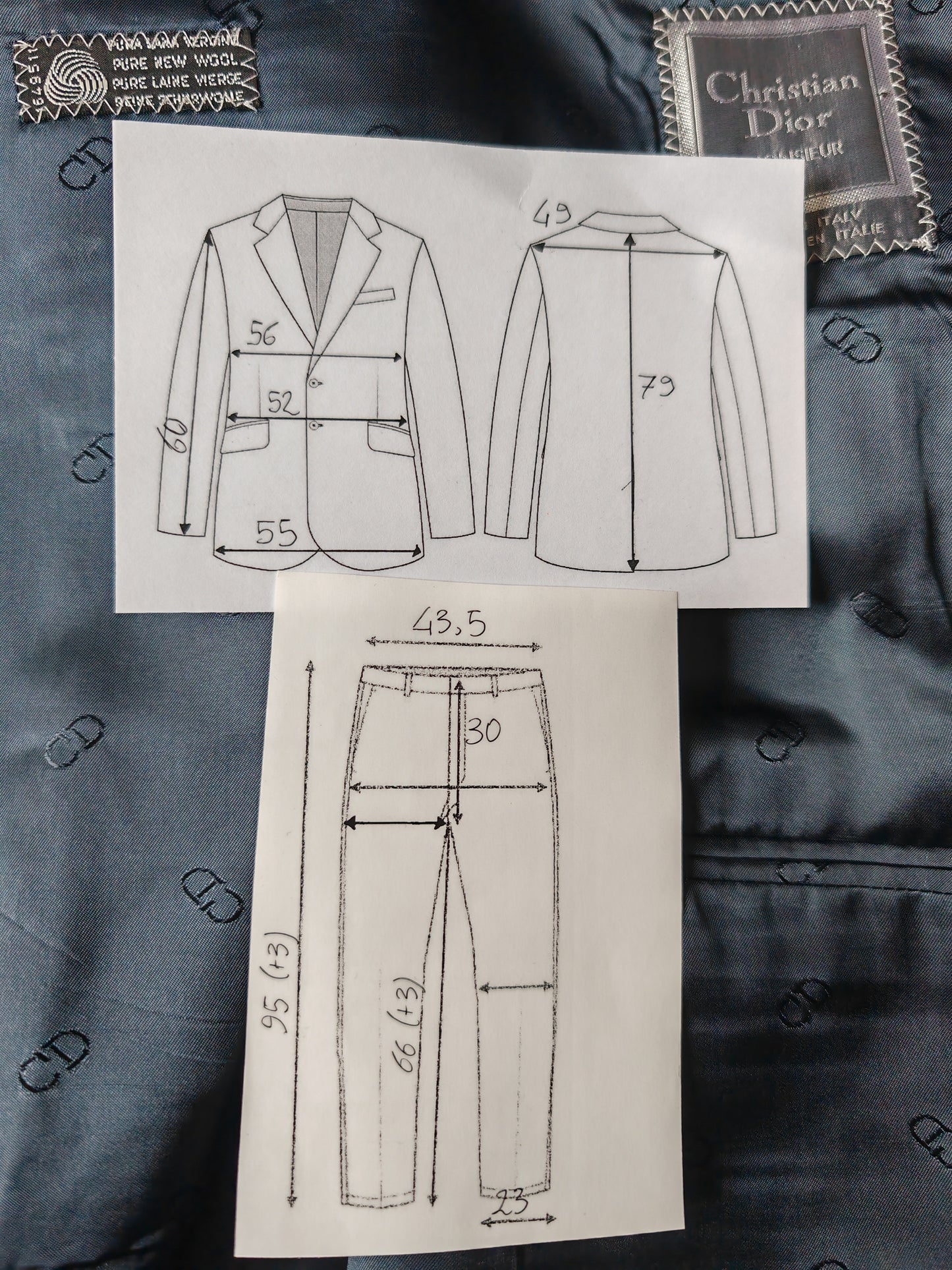 Completo Dior anni '90 blu ottanio - tg. 50 corta