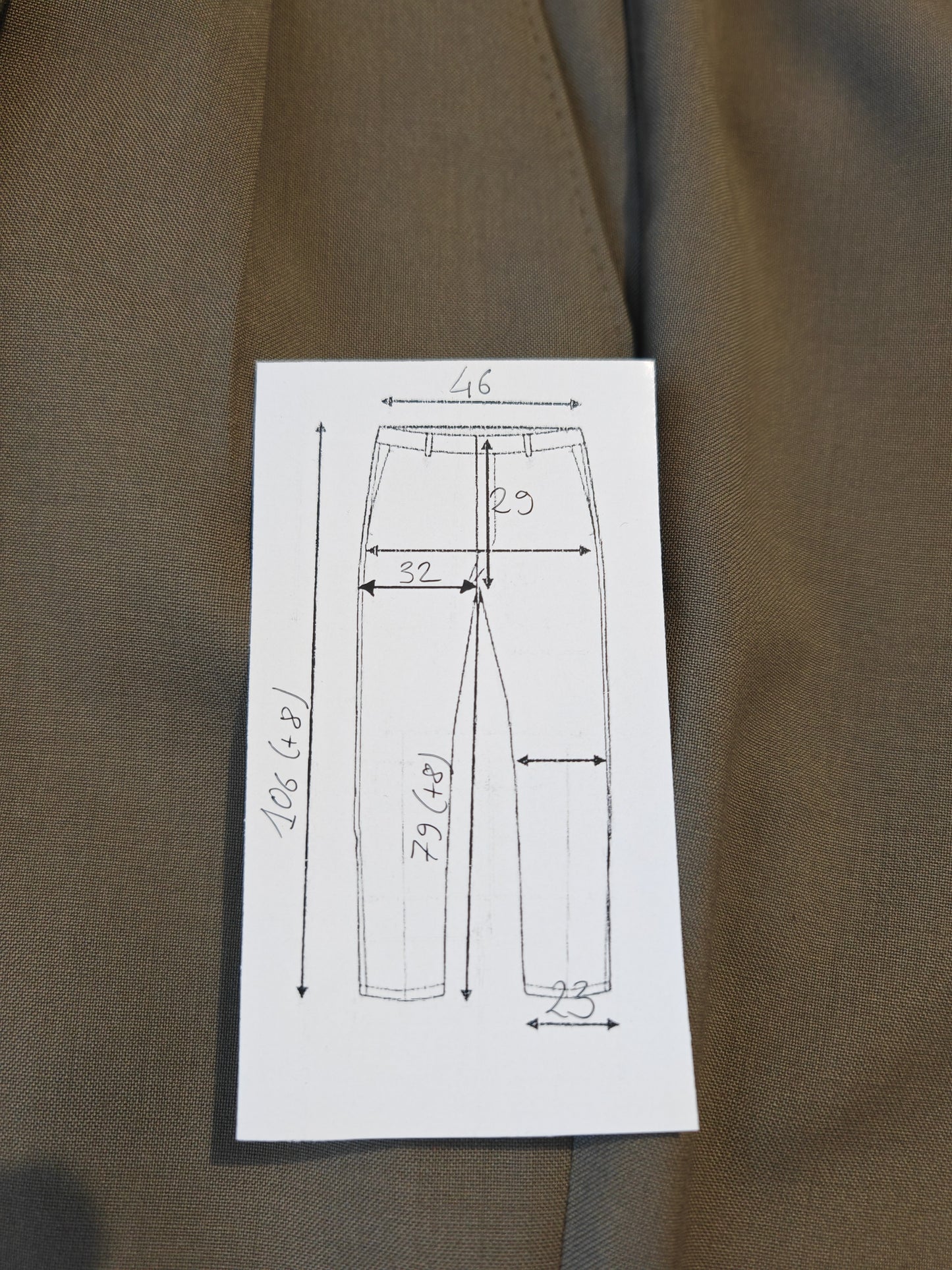 Pantalone in fresco lana color verde cachi - tg. 50