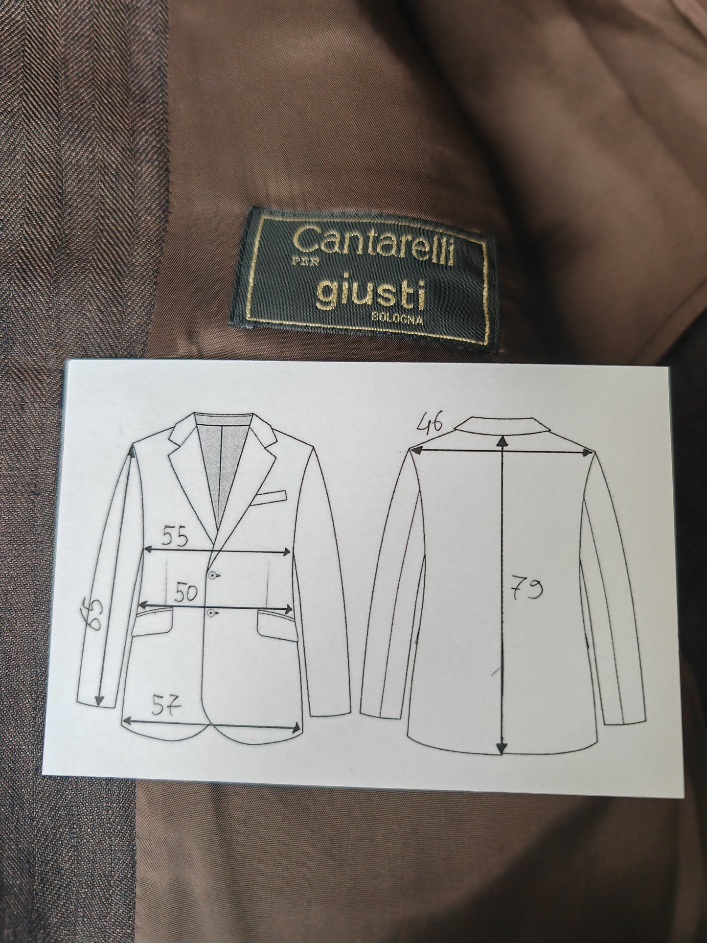 Giacca Cantarelli 100% lino marrone con lavorazione spinata - tg. 50