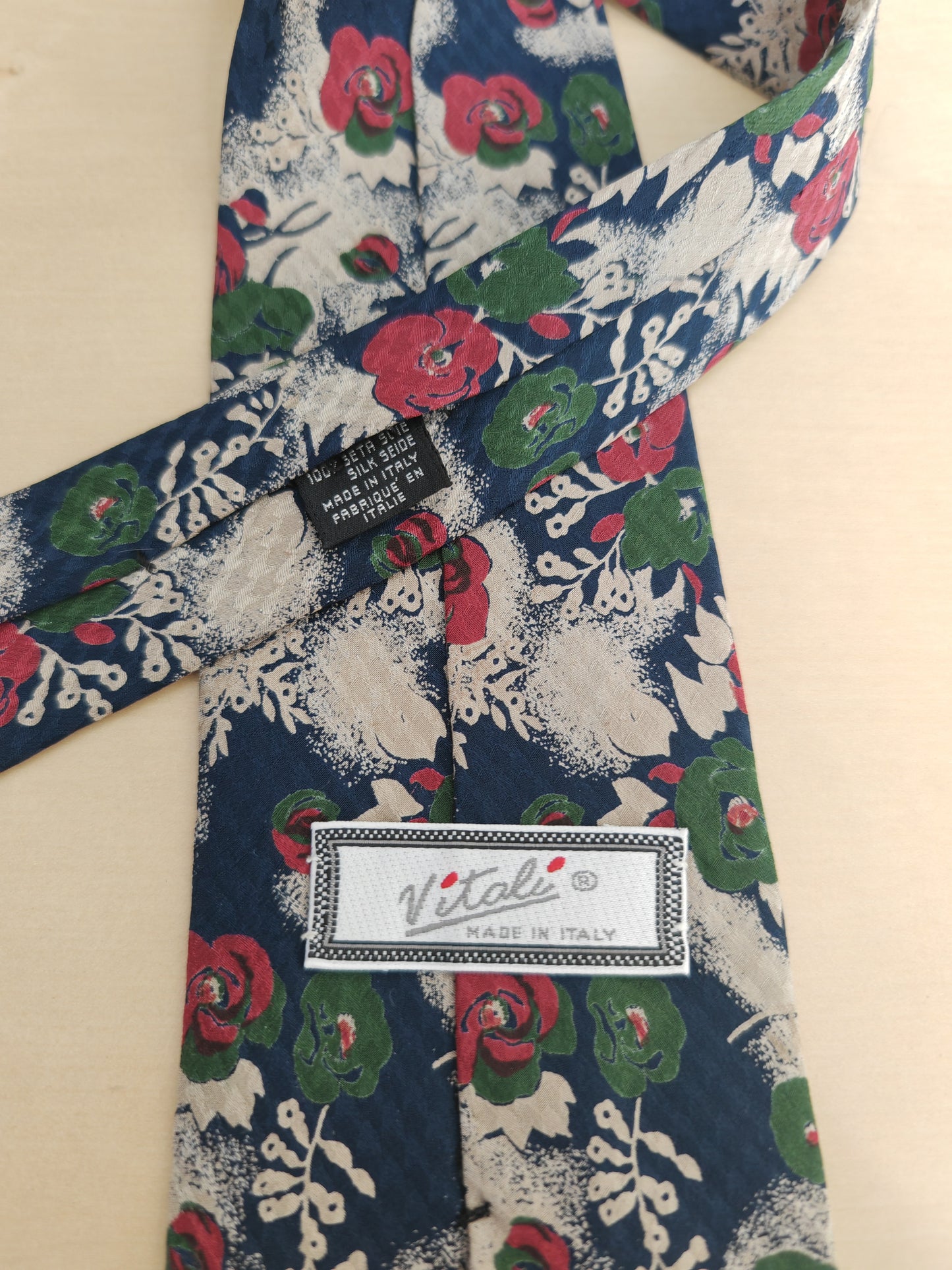 Cravatta vintage floreale in seta jacquard