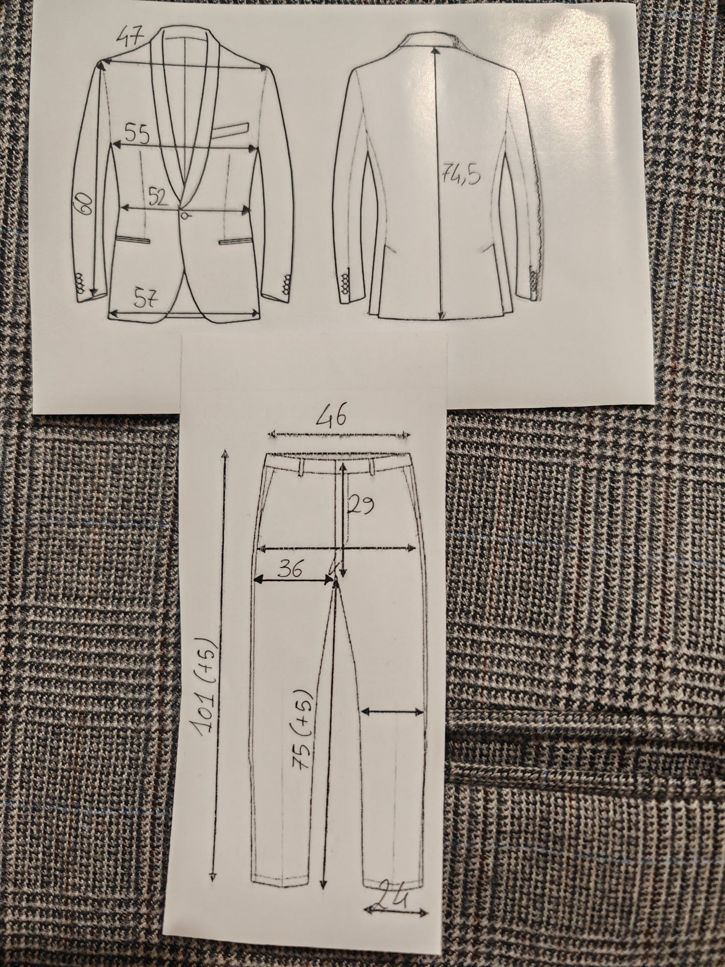 Completo anni '80 flanella principe di Galles - tg. 50