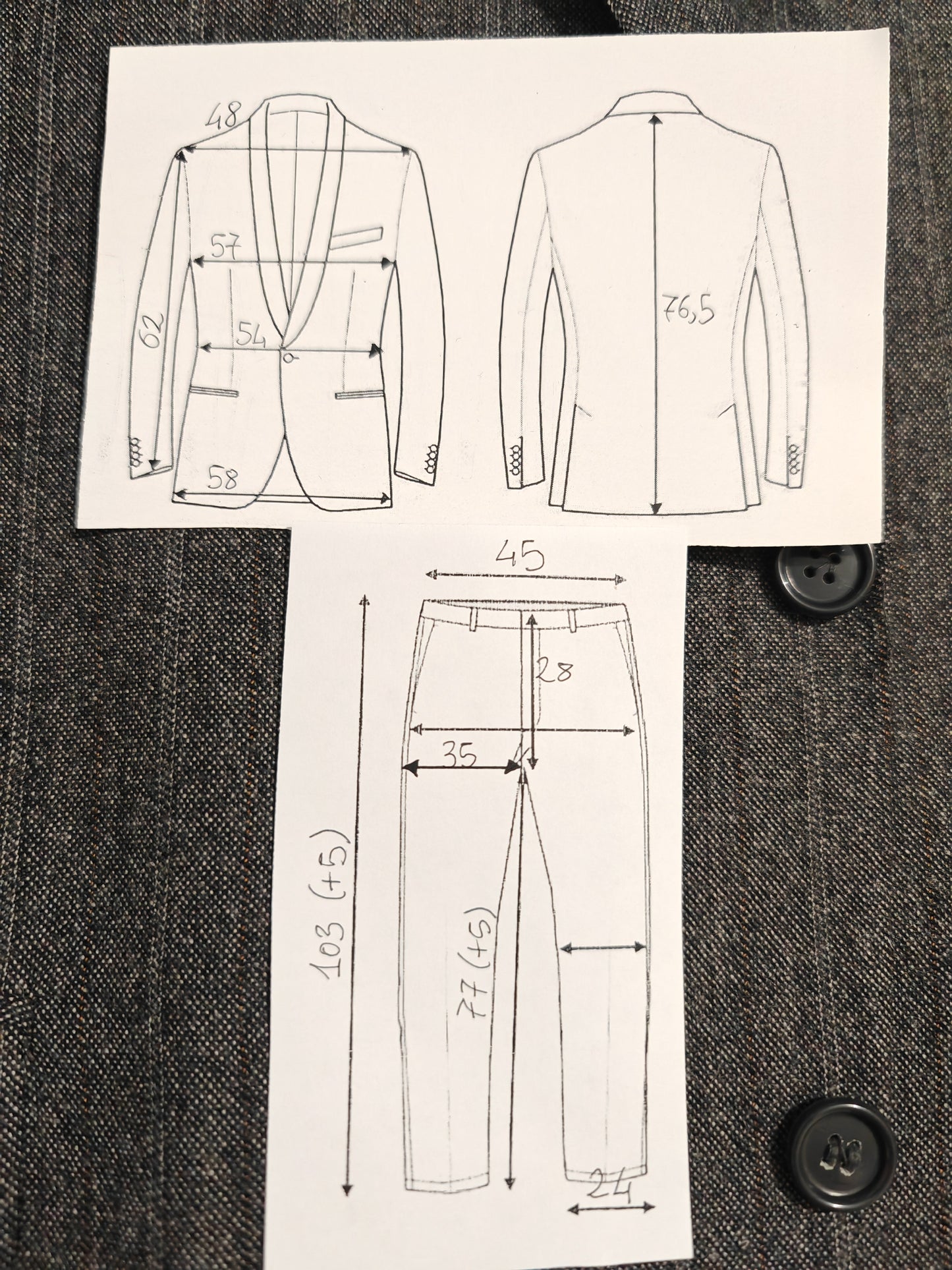 Completo anni '80 grigio gessato - tg. 50