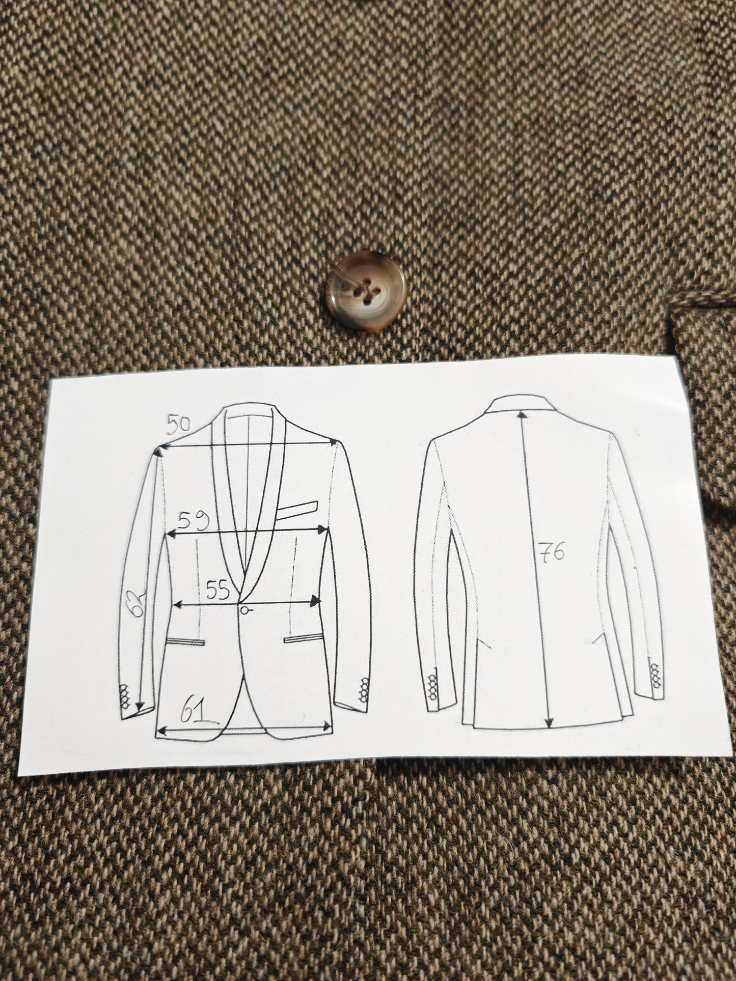 Giacca in tweed anni '90 verde cachi - tg. 52/54