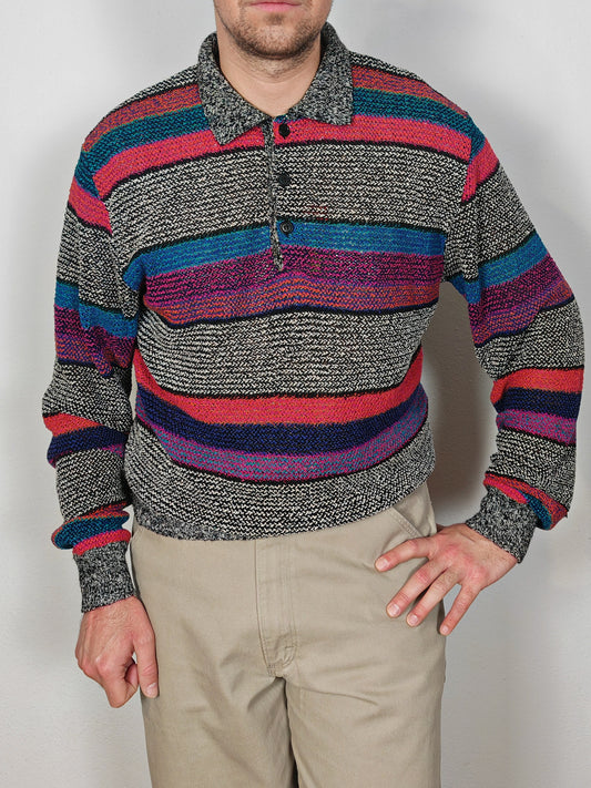 Maglia polo Missoni vintage in cotone e lino - L-XL