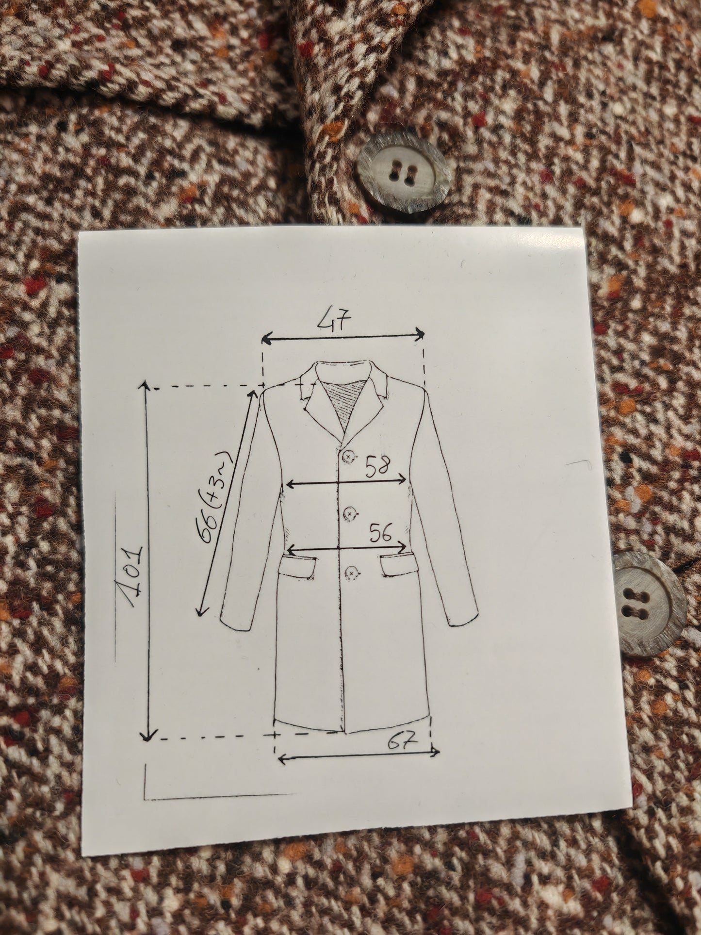 Cappotto anni '70 in tweed tipo donegal - tg. 48/50