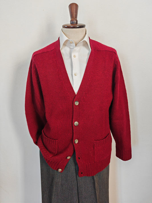 Cardigan bordeaux in lana shetland - L