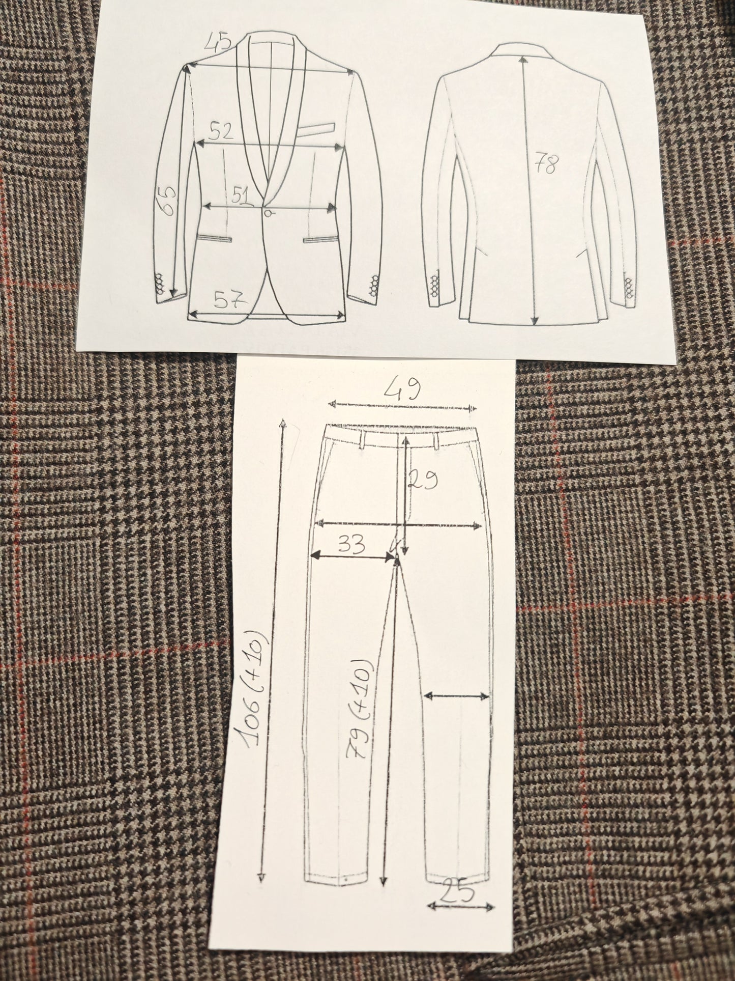 Completo 3 pezzi anni '70 principe di Galles - tg. 48/50