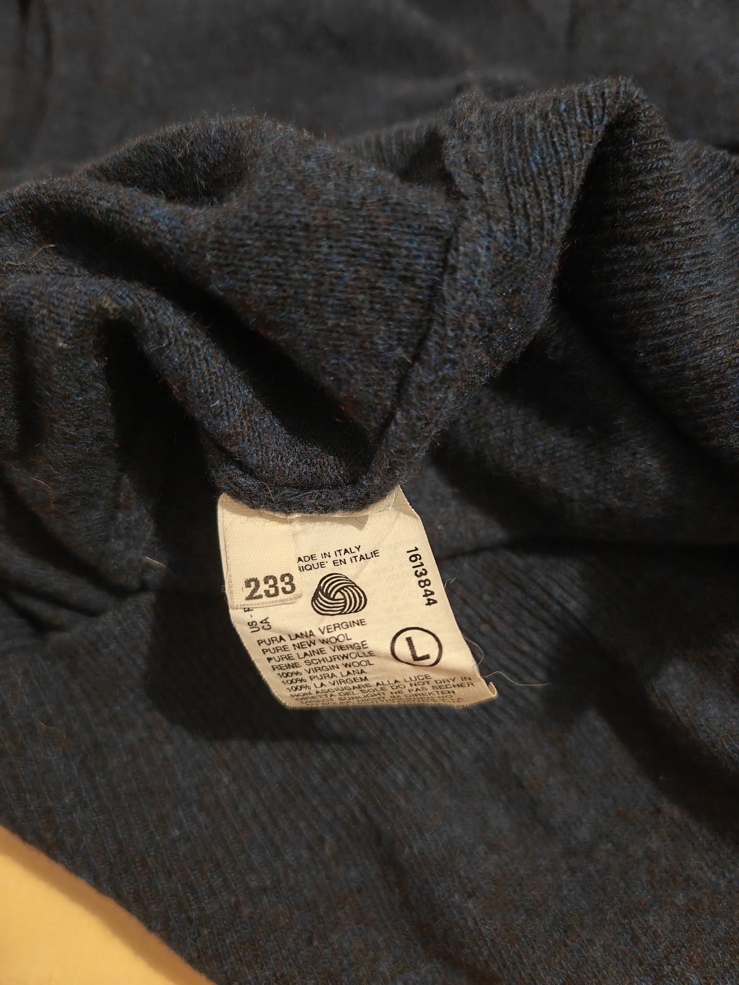 Gilet pullover in pura lana blu mélange - L