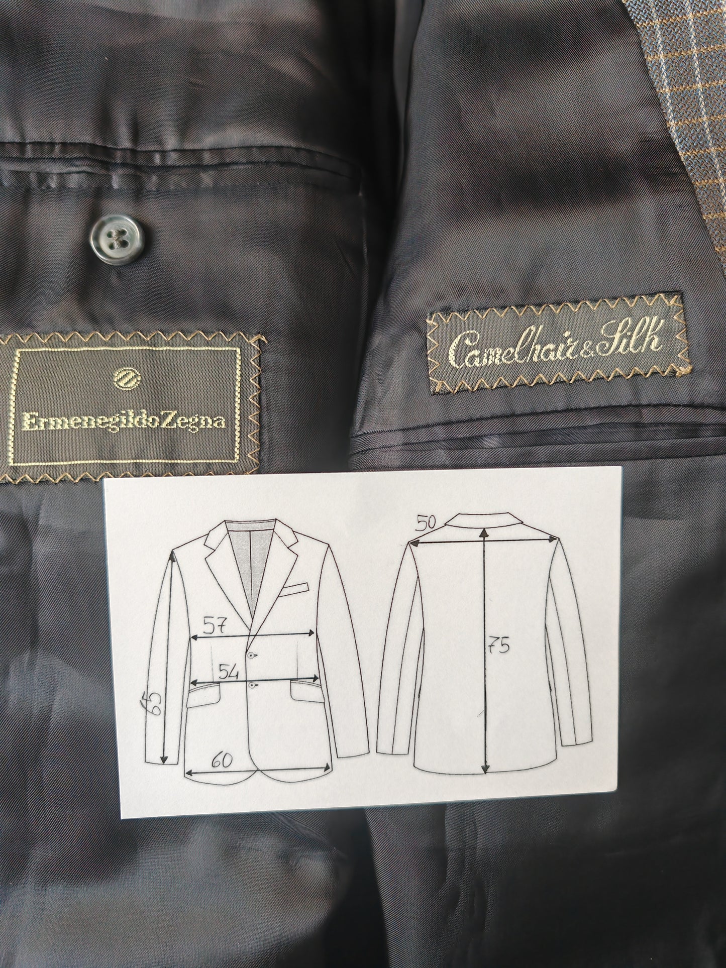 Giacca Ermenegildo Zegna quadri in misto seta e cammello - tg. 52