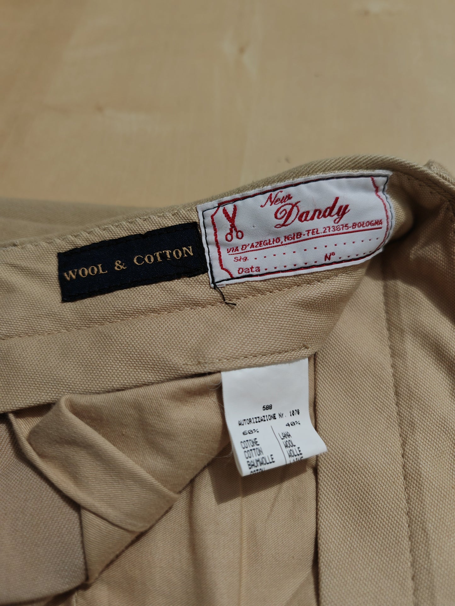 Pantalone beige in lana e cotone - tg. 52