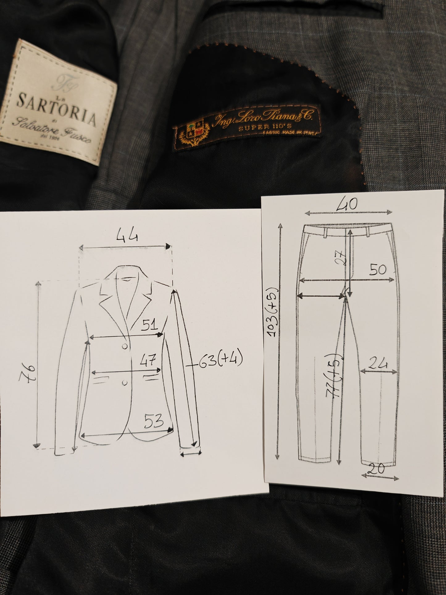 Prince of Wales fresco suit, Loro Piana fabric super 110S - size 46