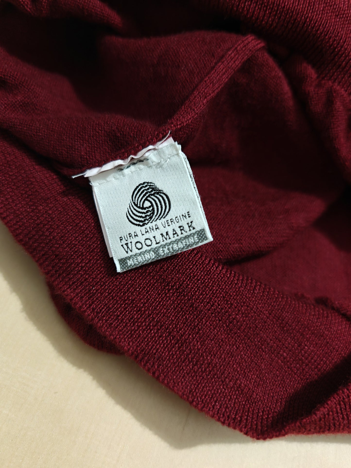 Gilet pullover in pura lana merino bordeaux - XL