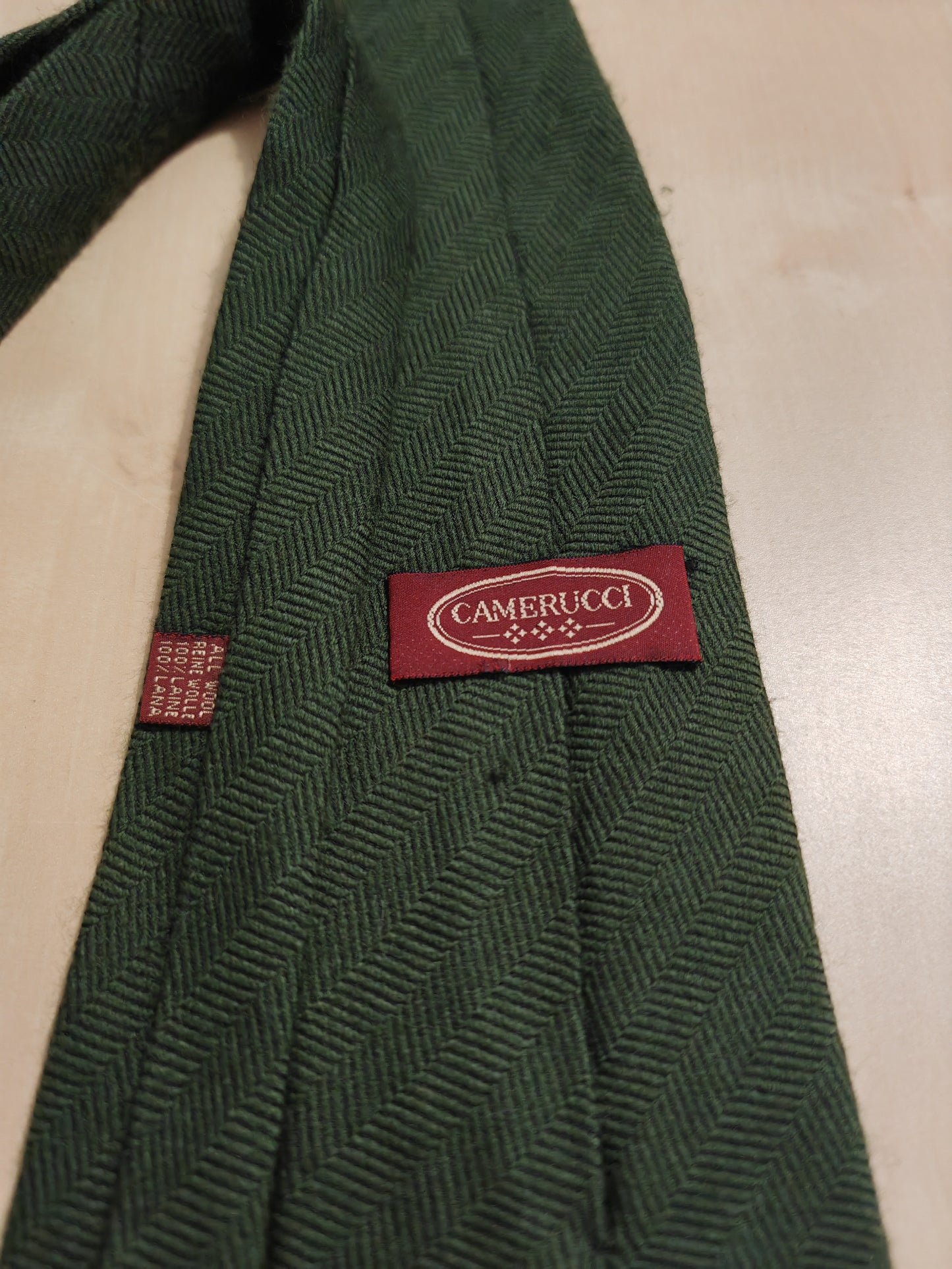 Cravatta in pura lana verde spigata