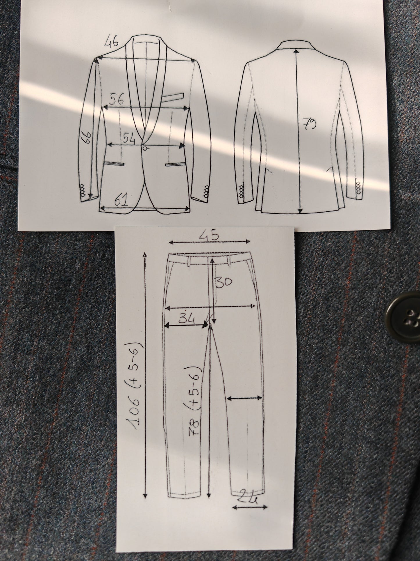 Completo anni '80 flanella blu gessato - tg. 50/52