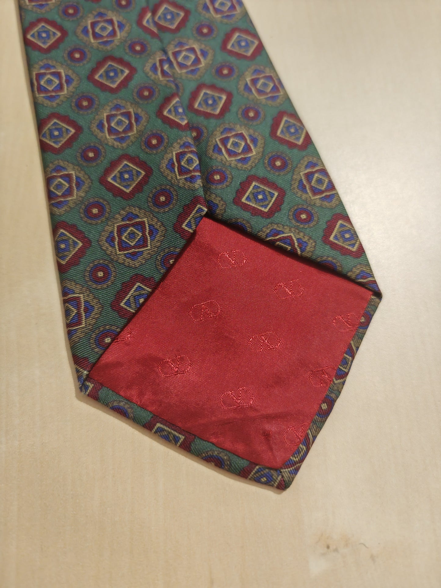 Cravatta Valentino verde fantasia rombi