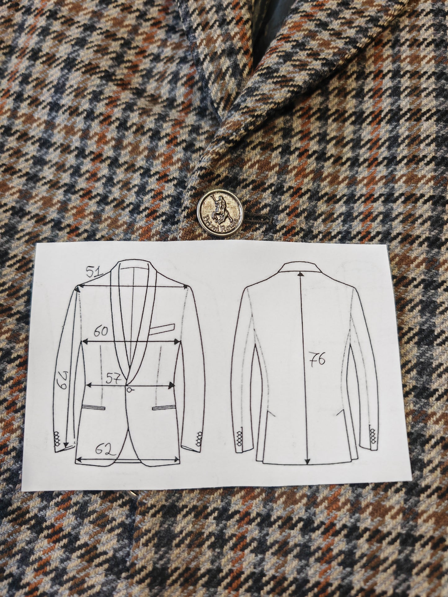 Giacca blazer Brioni pied-de-poule con bottoni metallici - tg. 56