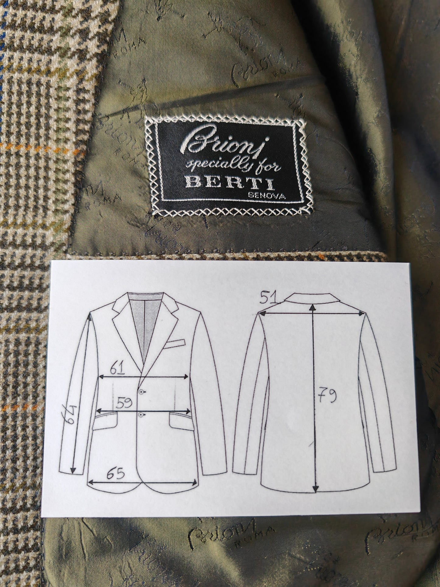 Giacca Brioni principe di Galles verde in lana e cashmere - tg. 56