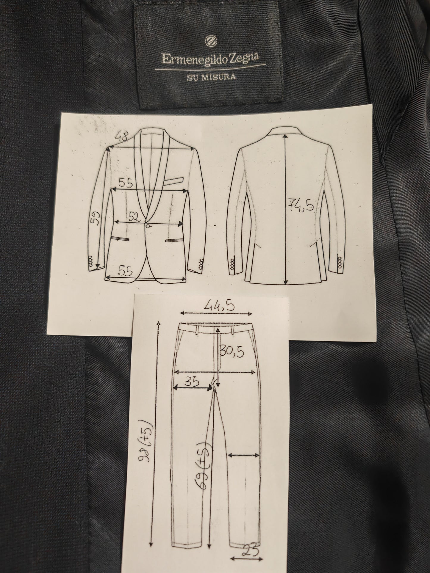 Completo Ermenegildo Zegna su misura in flanella blu - tg. 50