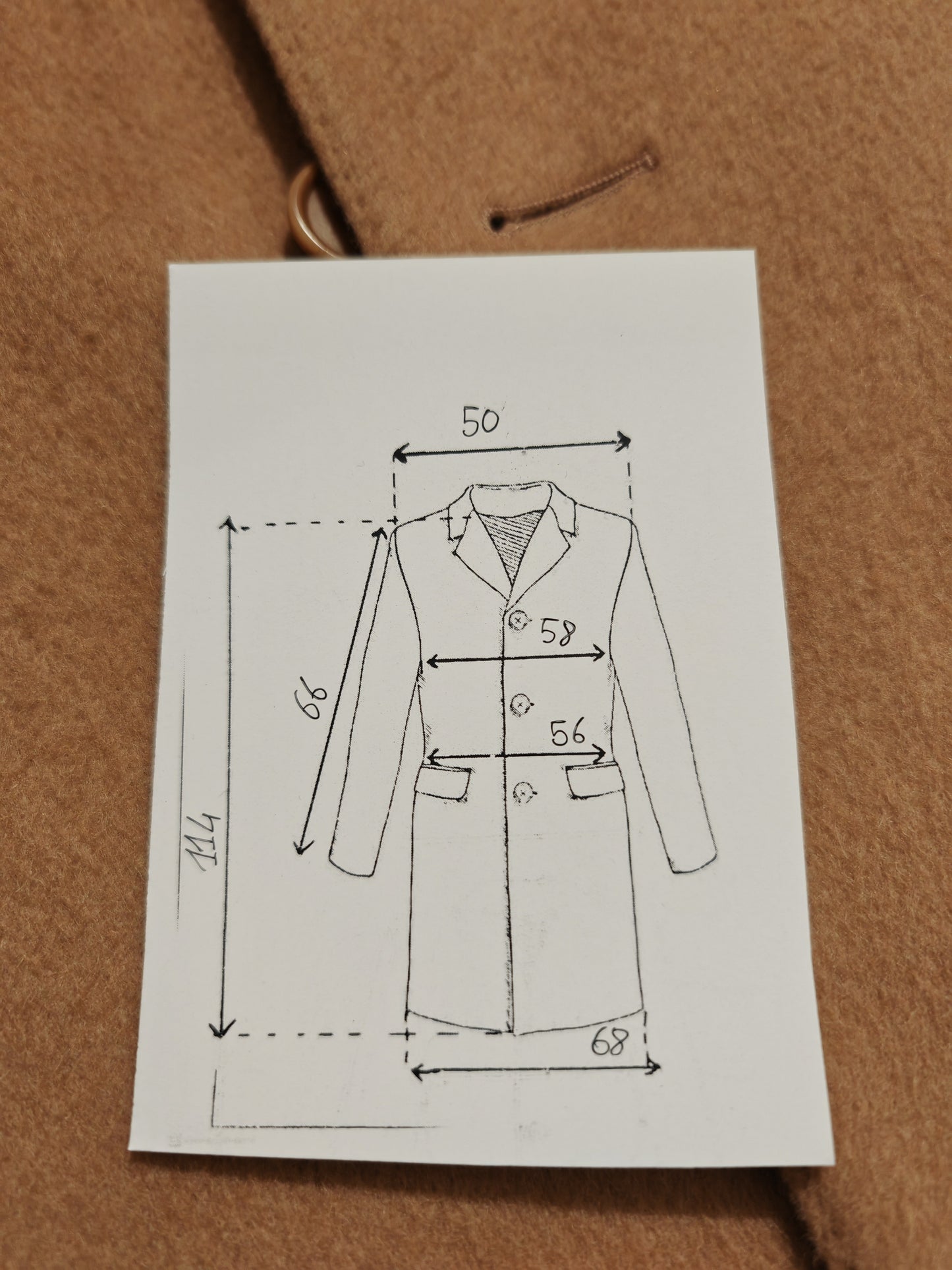 Cappotto Cantarelli doppiopetto 100% cammello - tg. 48-52