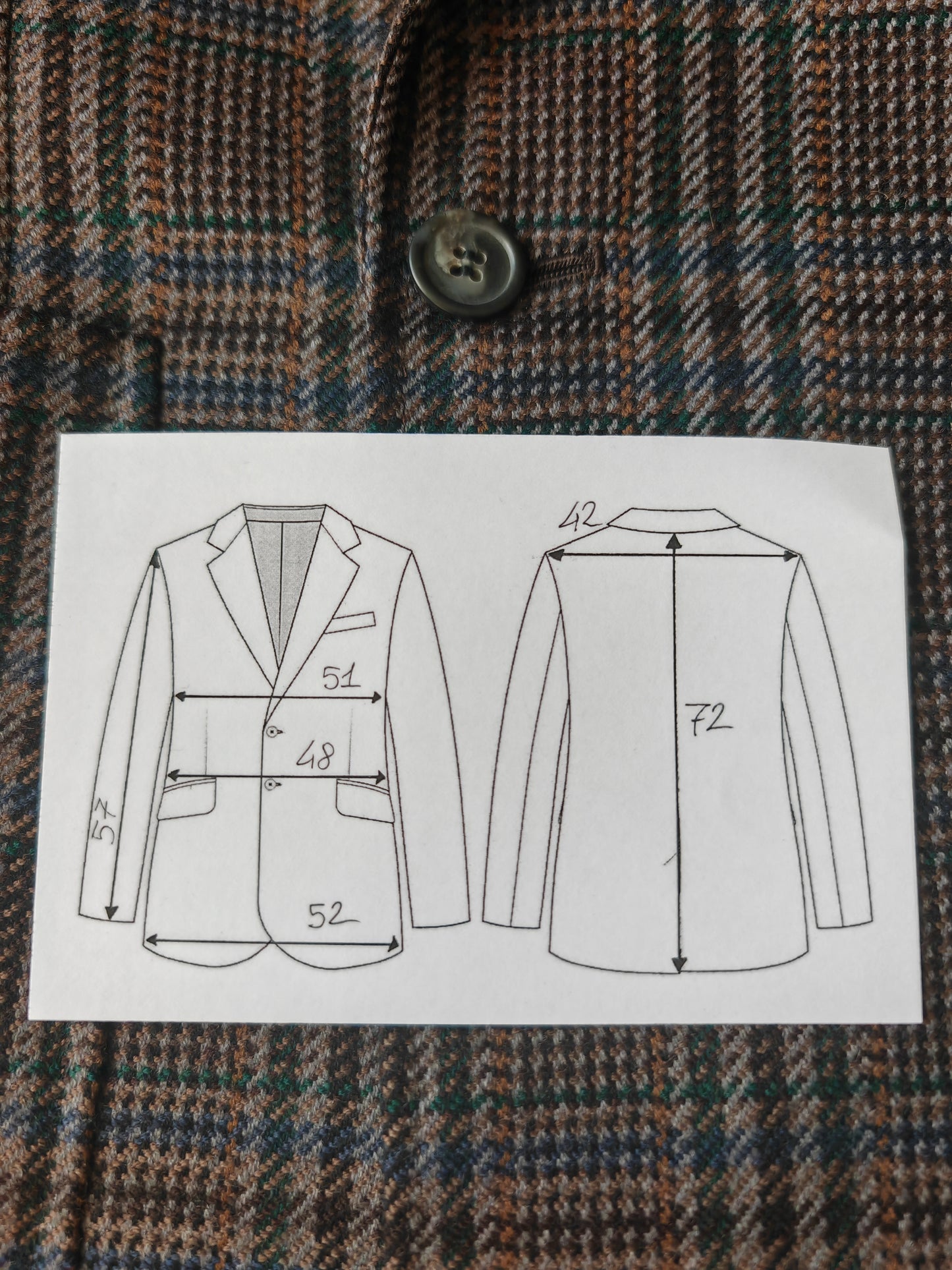 Giacca sartoriale doppiopetto check - tg. 46 corta