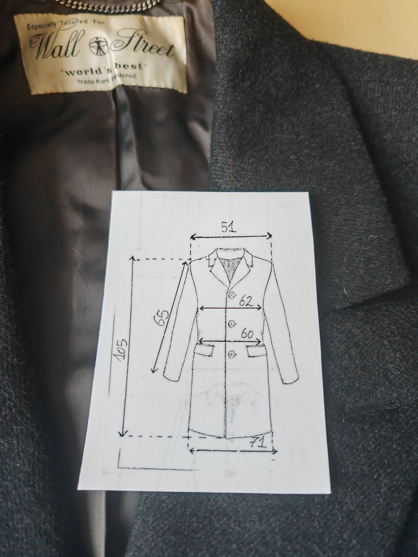 Cappotto doppiopetto anni '70 color antracite - tg. 50/52