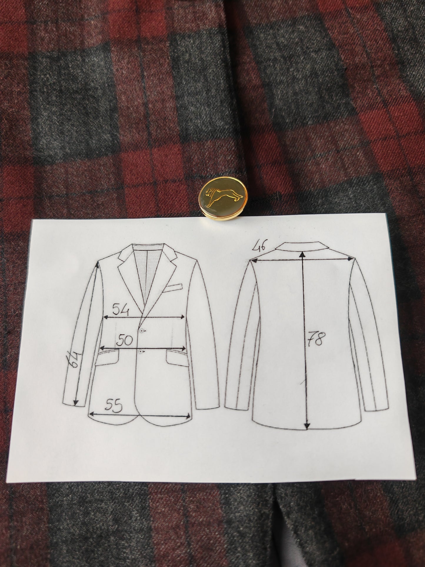 Tartan blazer Simon Ackerman anni '70 con panciotto abbinato - tg. 48/50